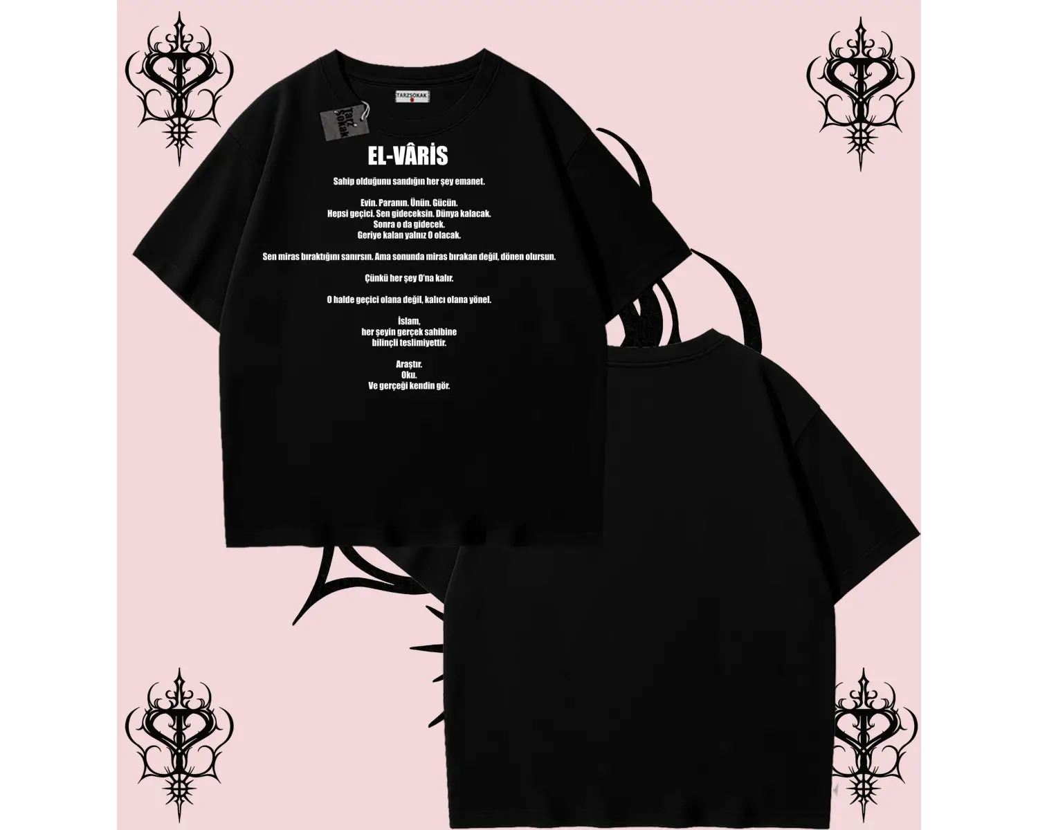EL-VARİS | Rabbimin 99 İsminden El-Varis Oversize Unisex Tişört – Hakikat Temalı Streetwear