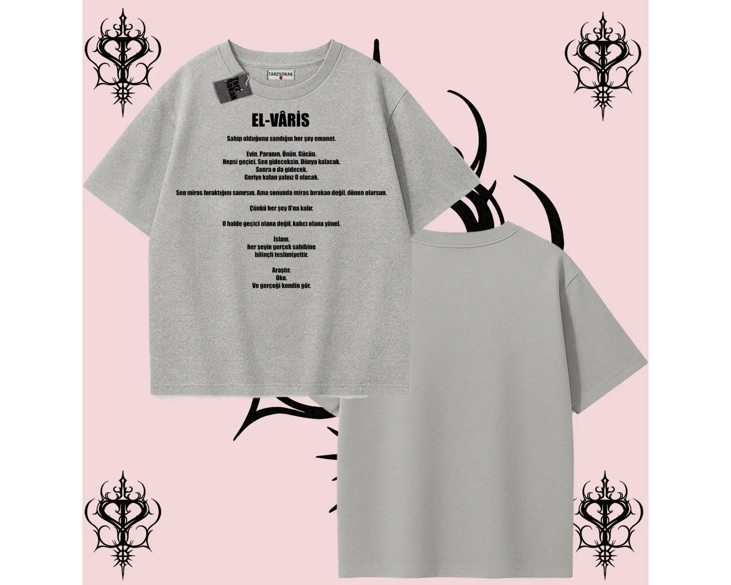 EL-VARİS | Rabbimin 99 İsminden El-Varis Oversize Unisex Tişört – Hakikat Temalı Streetwear
