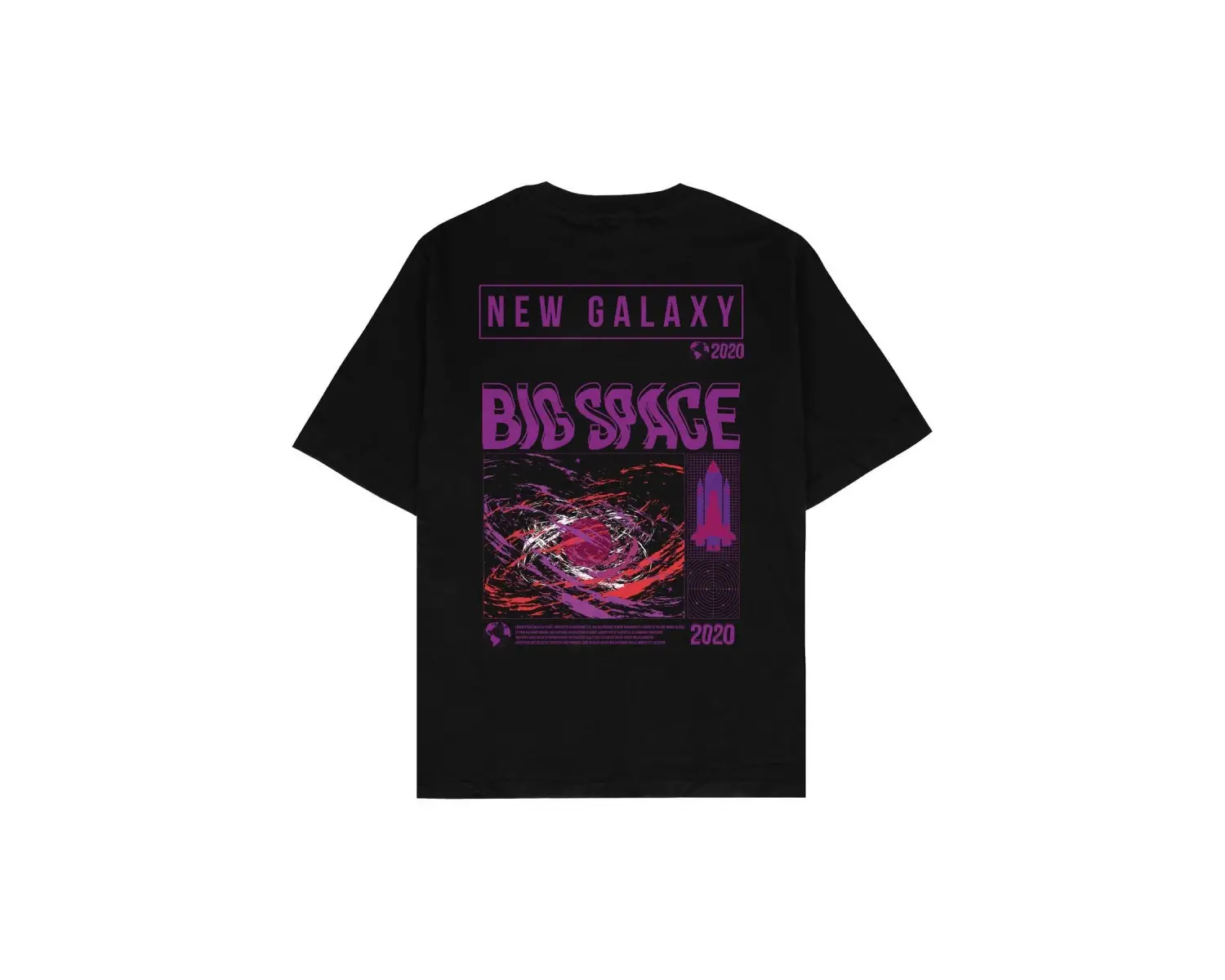 Big Space Siyah Oversize Unisex T-shirt