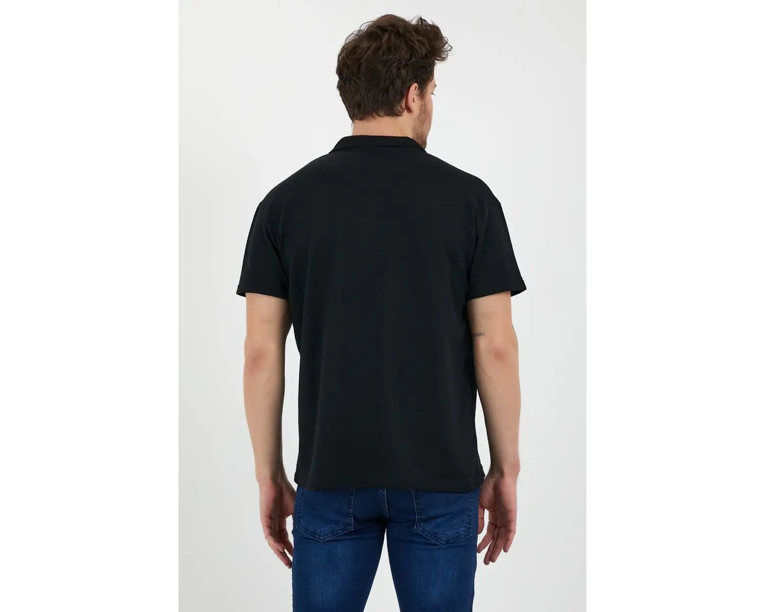 Siyah Dar/slim Fitt Polo Yaka Tshirt