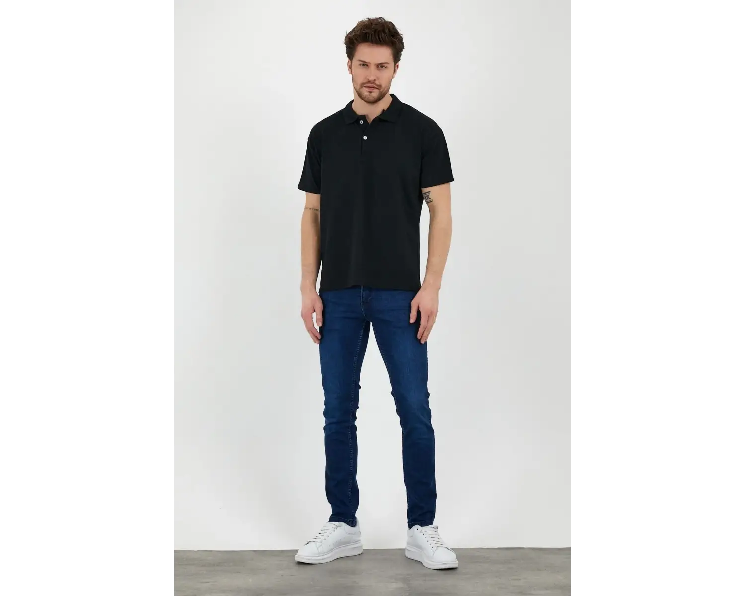Siyah Dar/slim Fitt Polo Yaka Tshirt