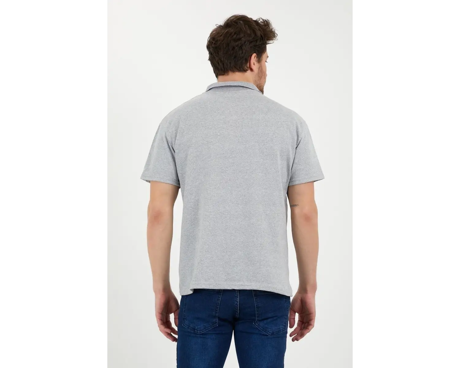 Gri Dar/slim Fitt Polo Yaka Tshirt