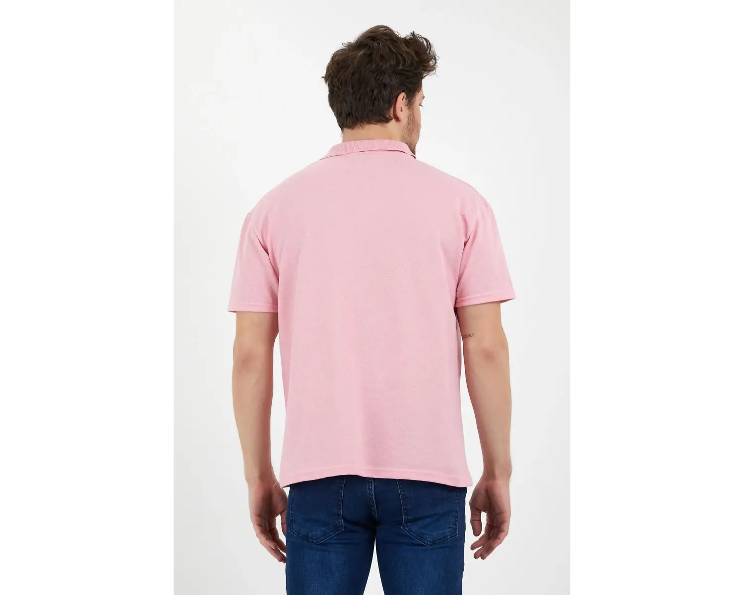Pembe Dar/slim Fitt Polo Yaka Tshirt Ve Kolye