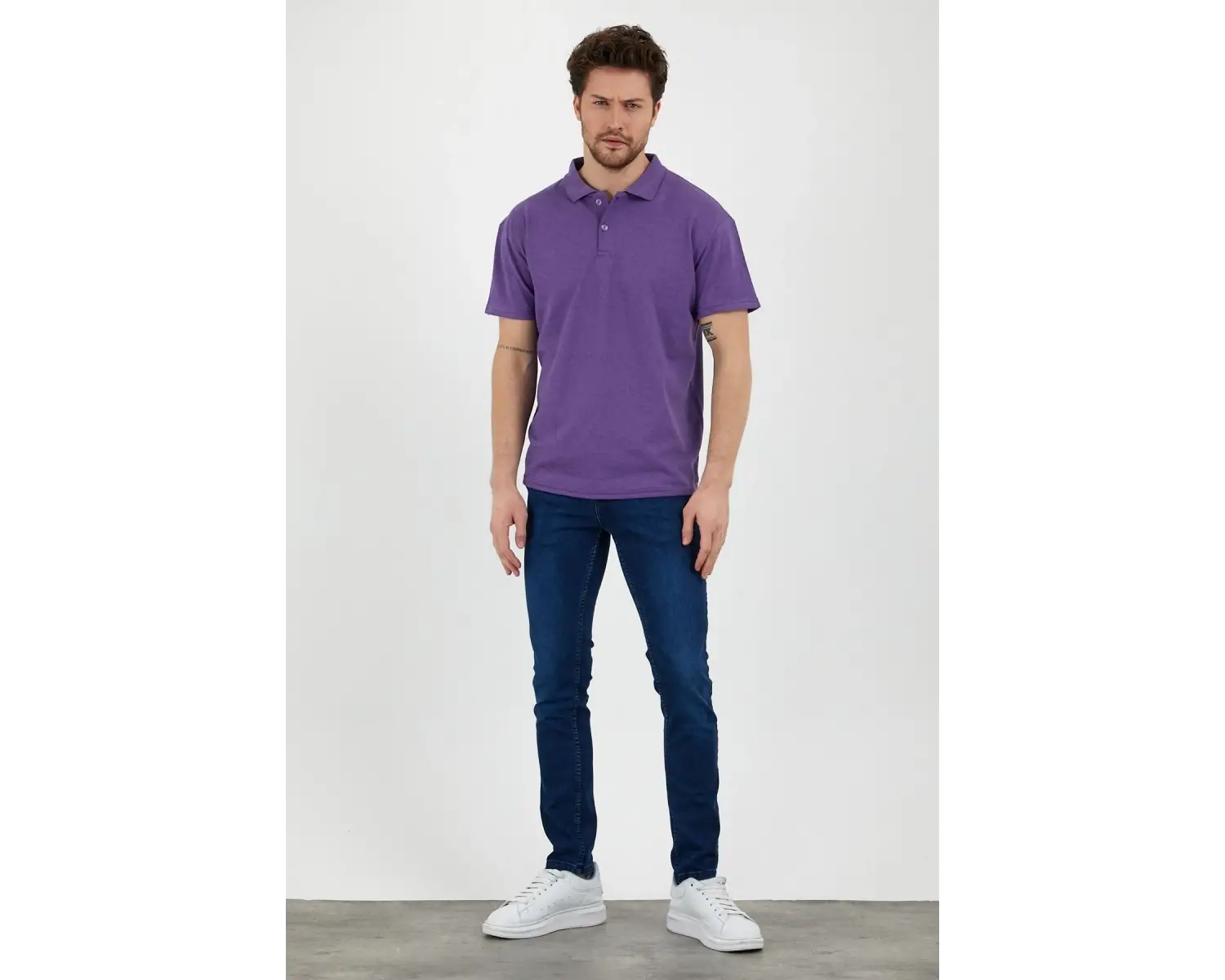 Eflatun Dar/slim Fitt Polo Yaka Tshirt