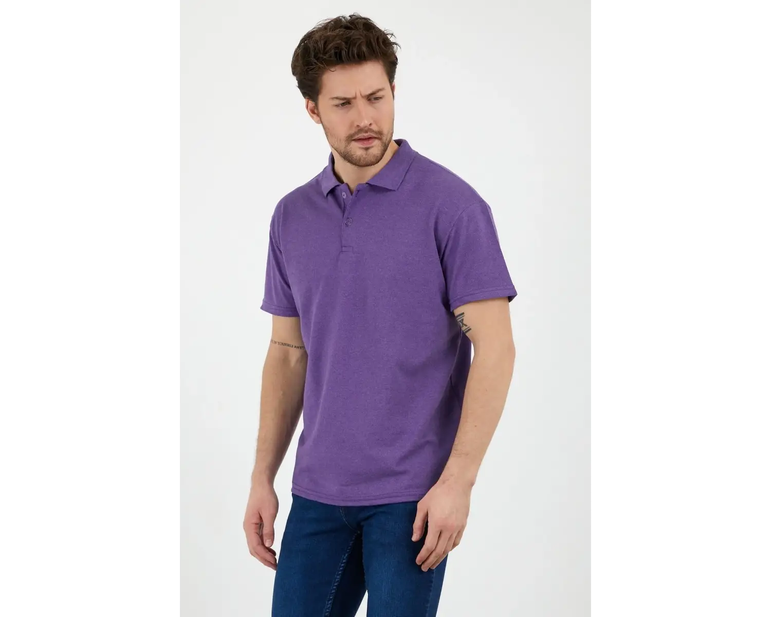 Eflatun Dar/slim Fitt Polo Yaka Tshirt