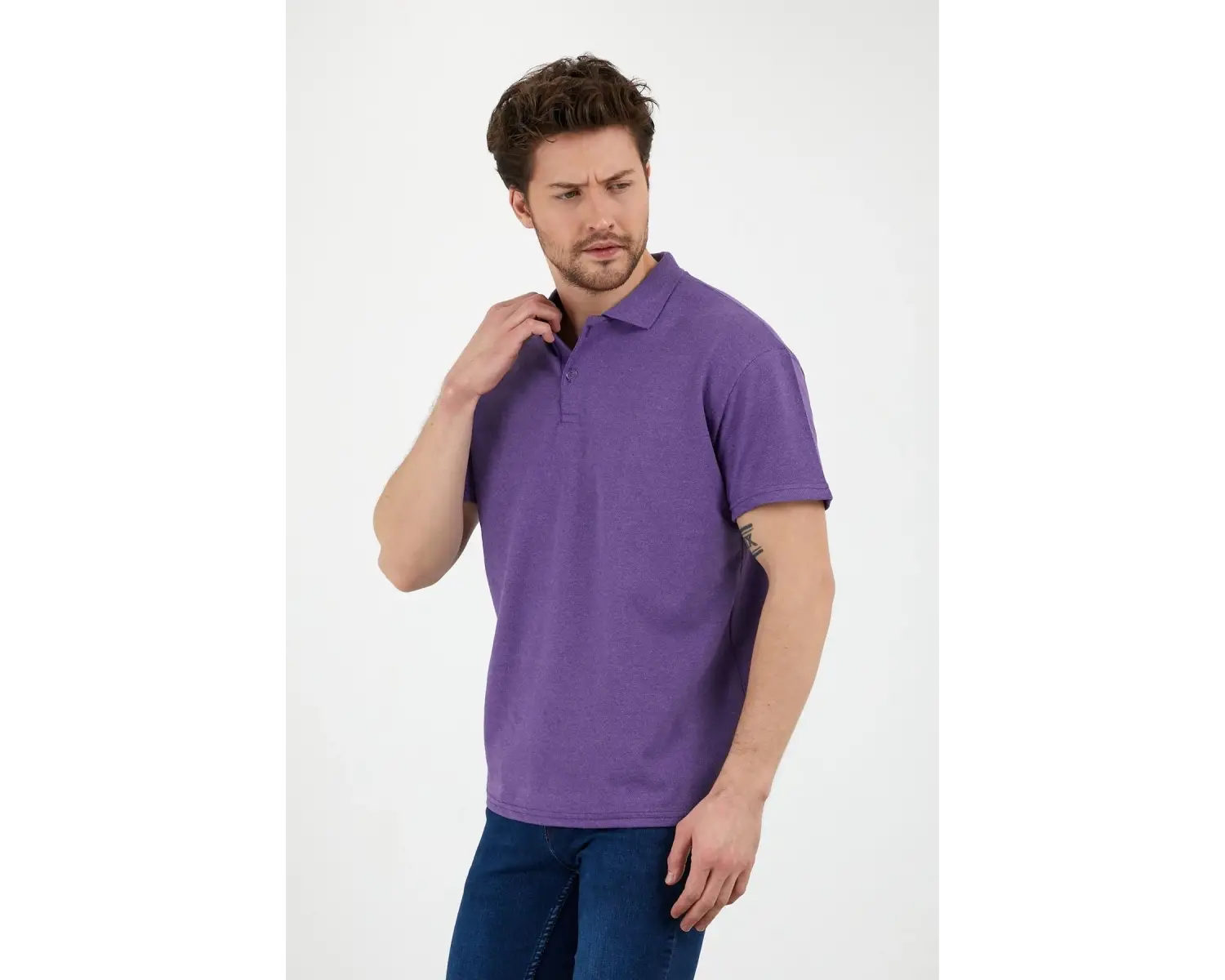 Eflatun Dar/slim Fitt Polo Yaka Tshirt