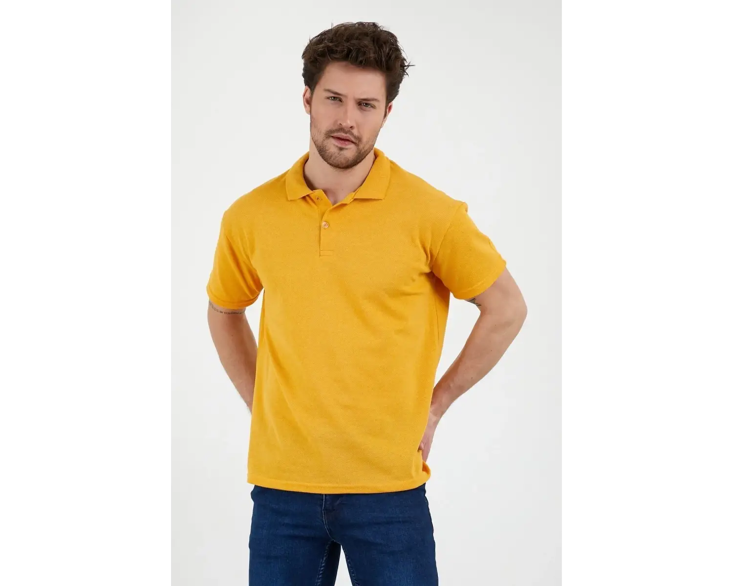 Sarı Dar/slim Fitt Polo Yaka Tshirt