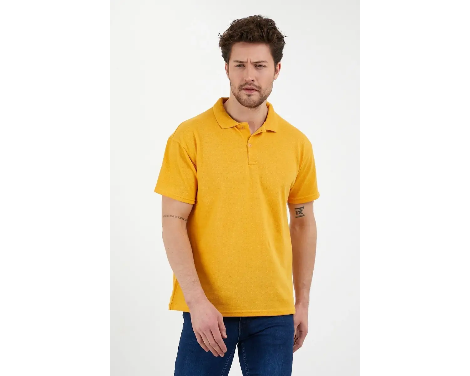 Sarı Dar/slim Fitt Polo Yaka Tshirt