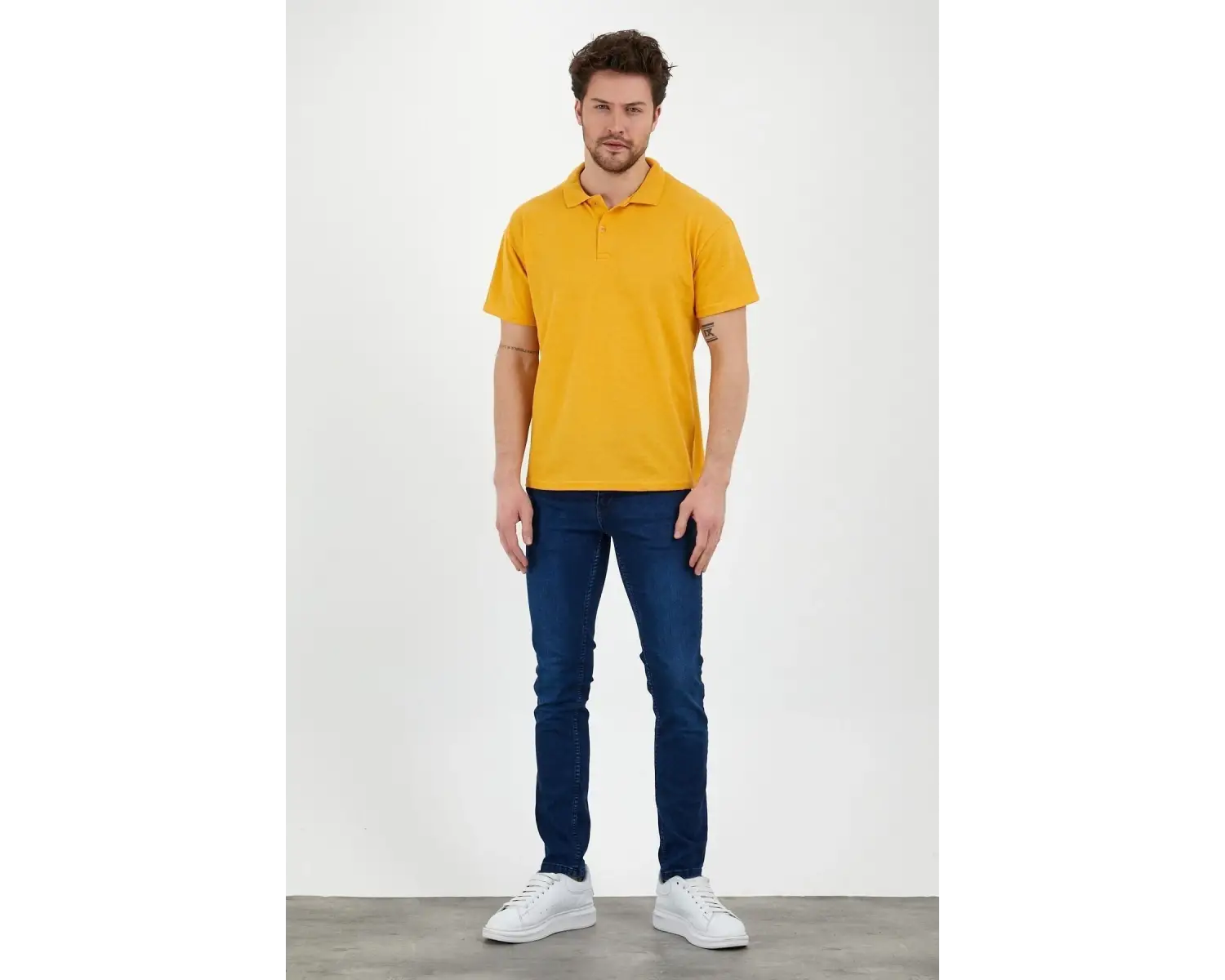 Sarı Dar/slim Fitt Polo Yaka Tshirt