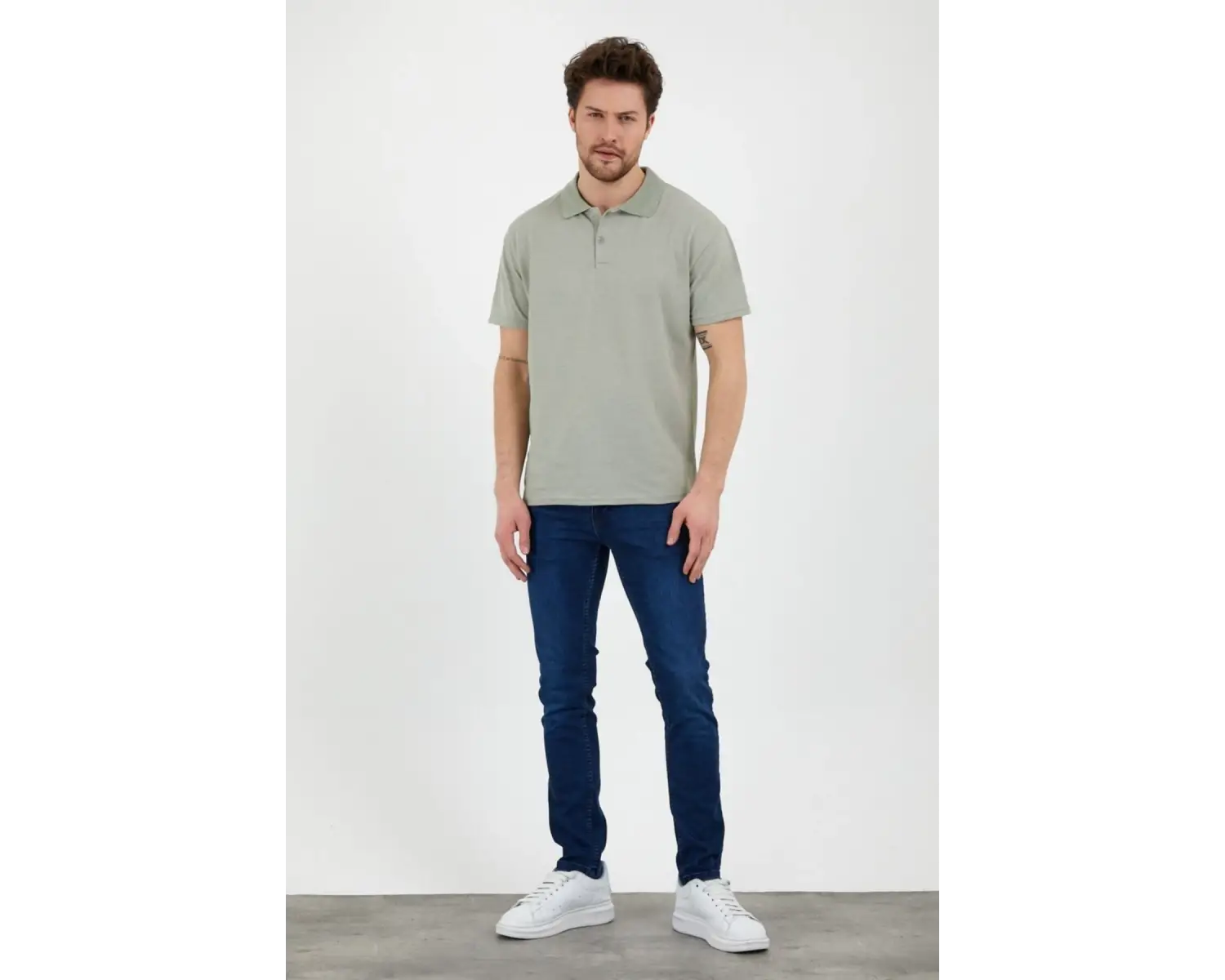 Haki Dar/slim Fitt Polo Yaka Tshirt
