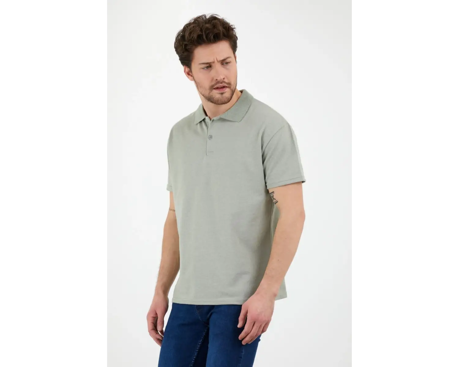 Haki Dar/slim Fitt Polo Yaka Tshirt