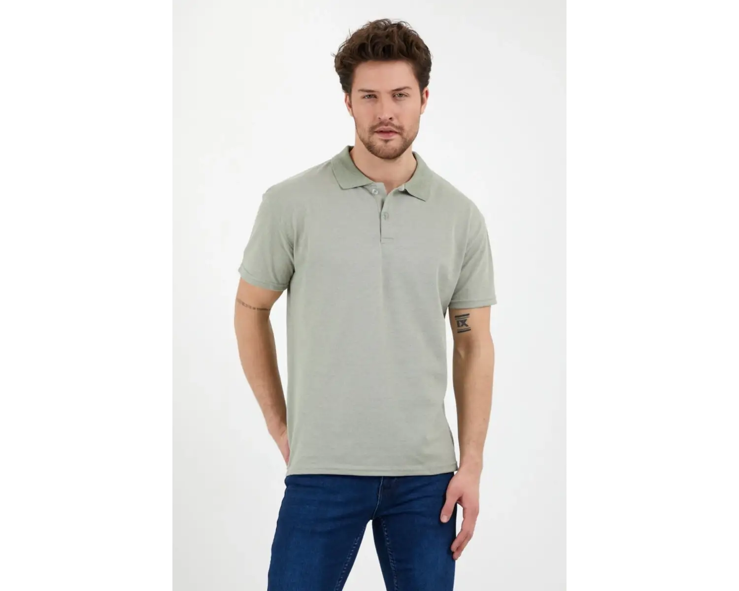 Haki Dar/slim Fitt Polo Yaka Tshirt