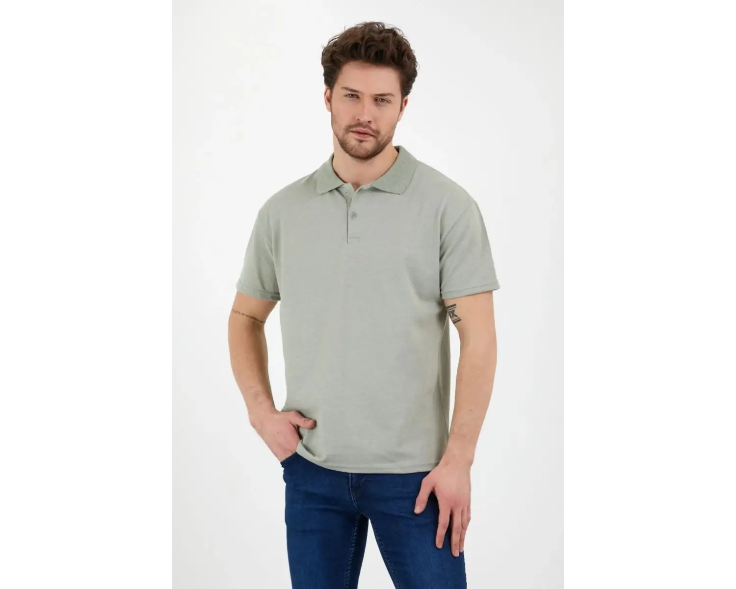 Haki Dar/slim Fitt Polo Yaka Tshirt