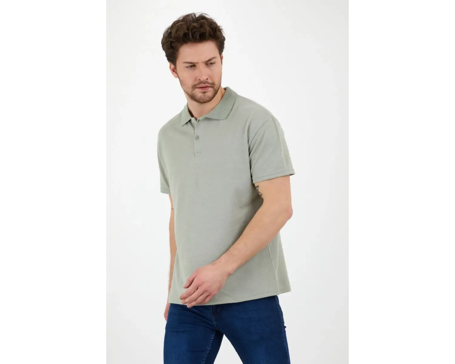 Haki Dar/slim Fitt Polo Yaka Tshirt