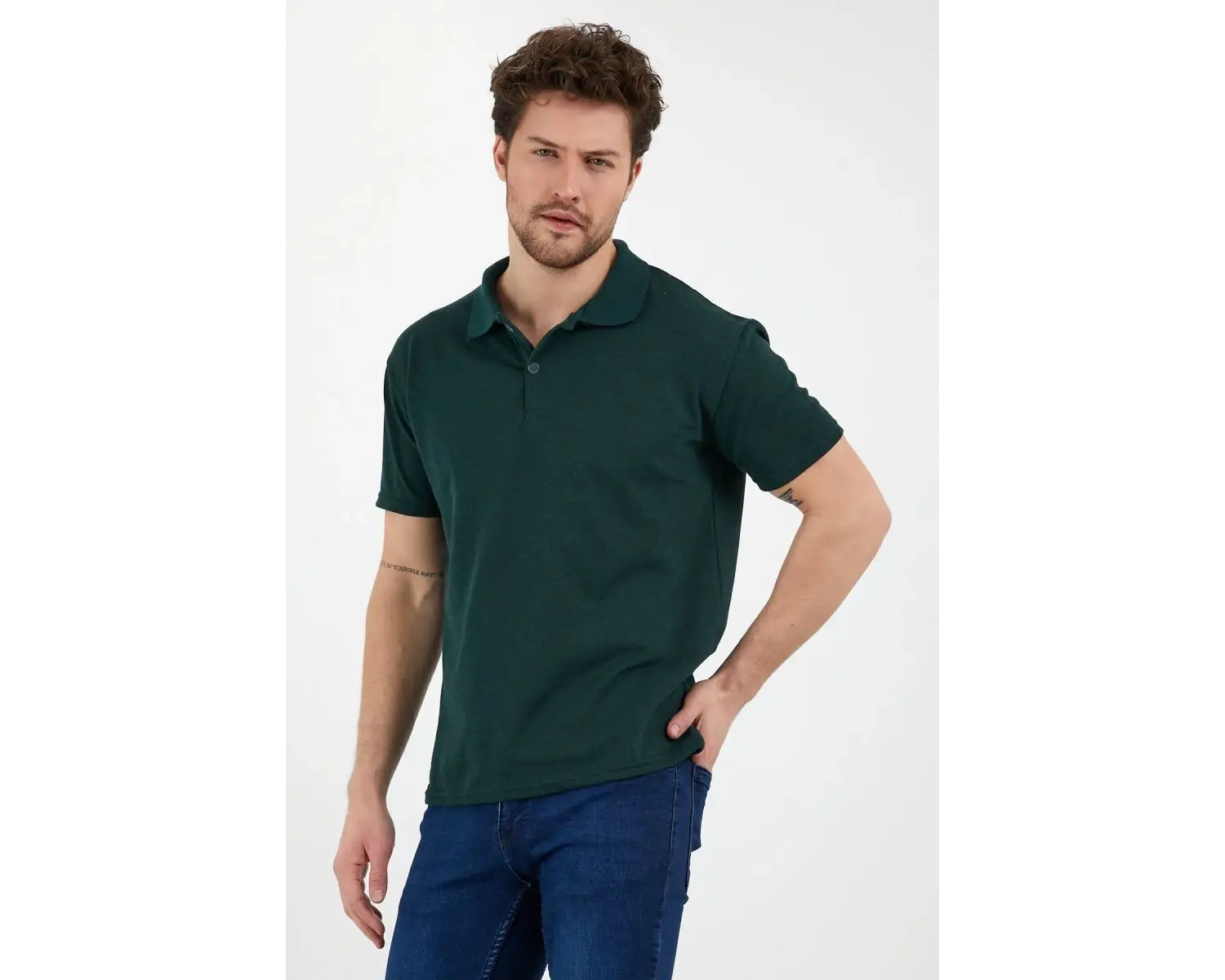 Erkek Slim Fitt Düğmeli Polo Yaka Tshirt