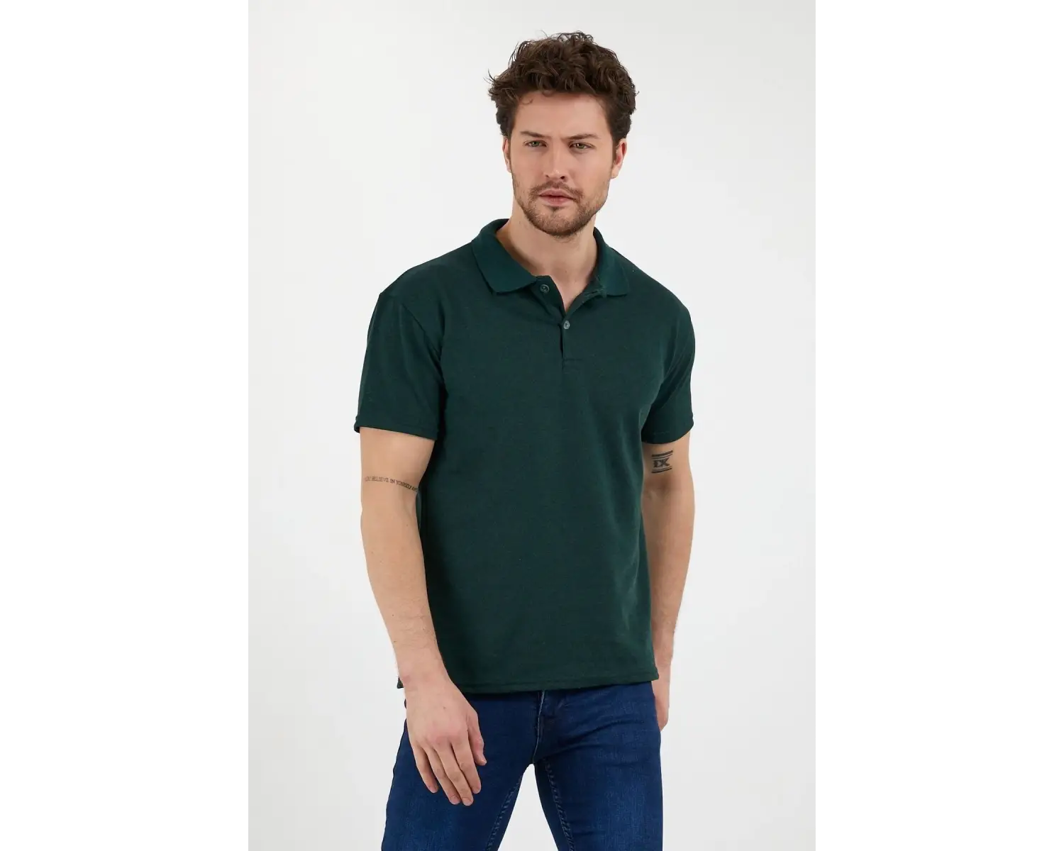 Erkek Slim Fitt Düğmeli Polo Yaka Tshirt