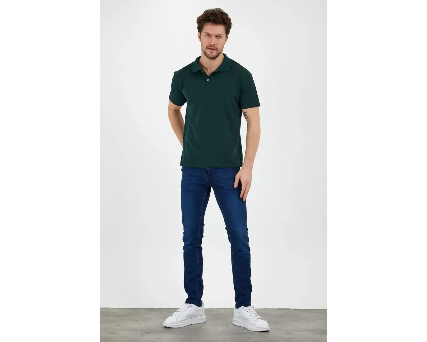 Erkek Slim Fitt Düğmeli Polo Yaka Tshirt