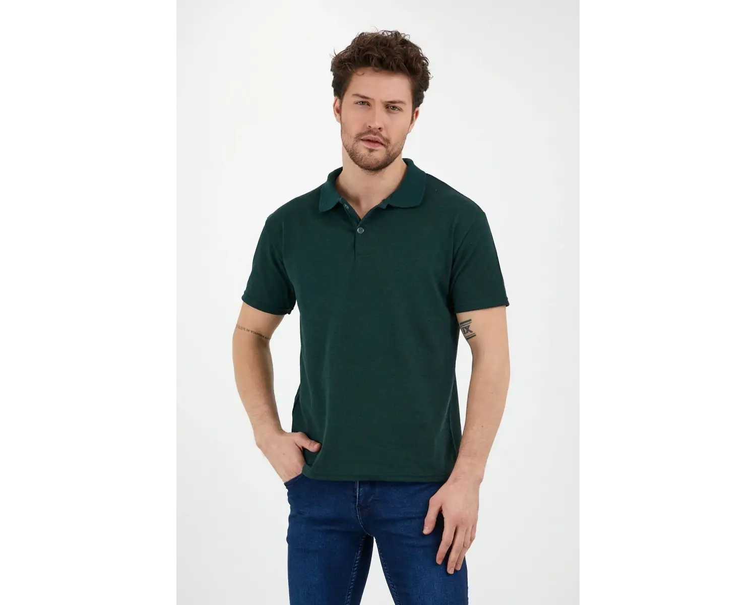Erkek Slim Fitt Düğmeli Polo Yaka Tshirt