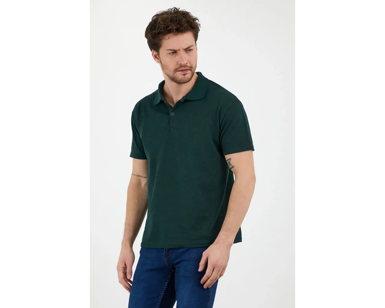 Erkek Slim Fitt Düğmeli Polo Yaka Tshirt