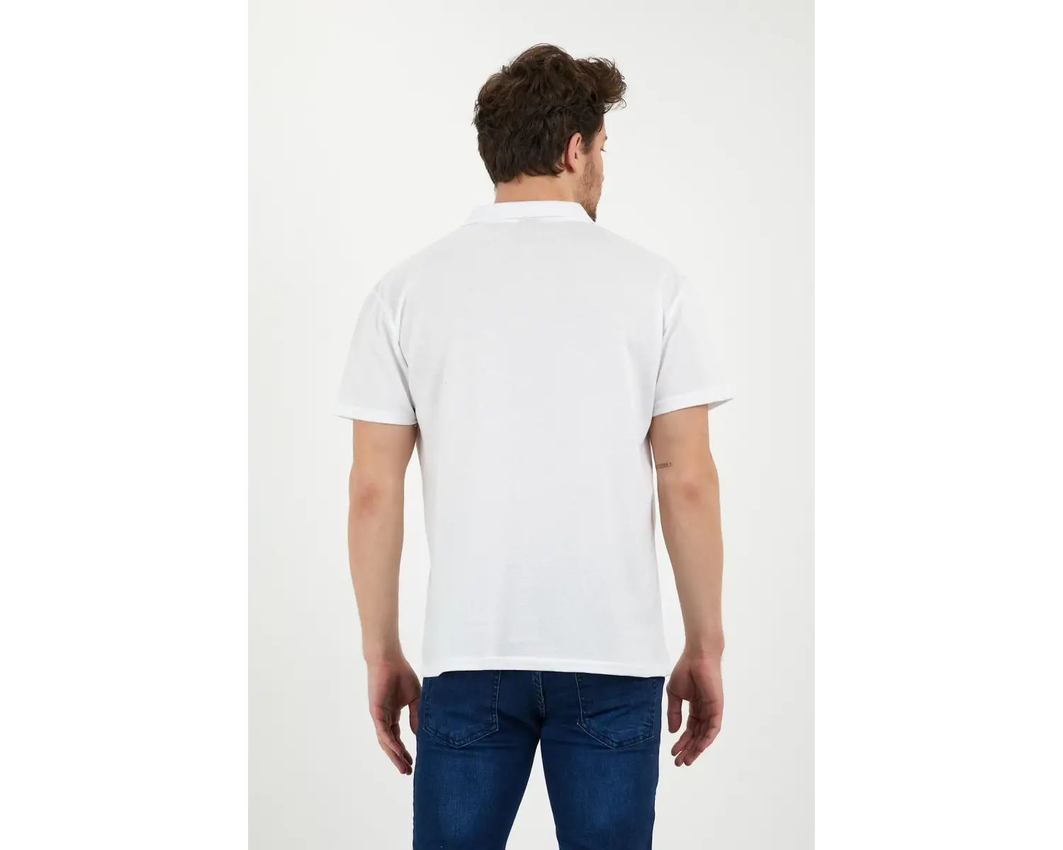 Beyaz Dar/slim Fitt Polo Yaka Tshirt.