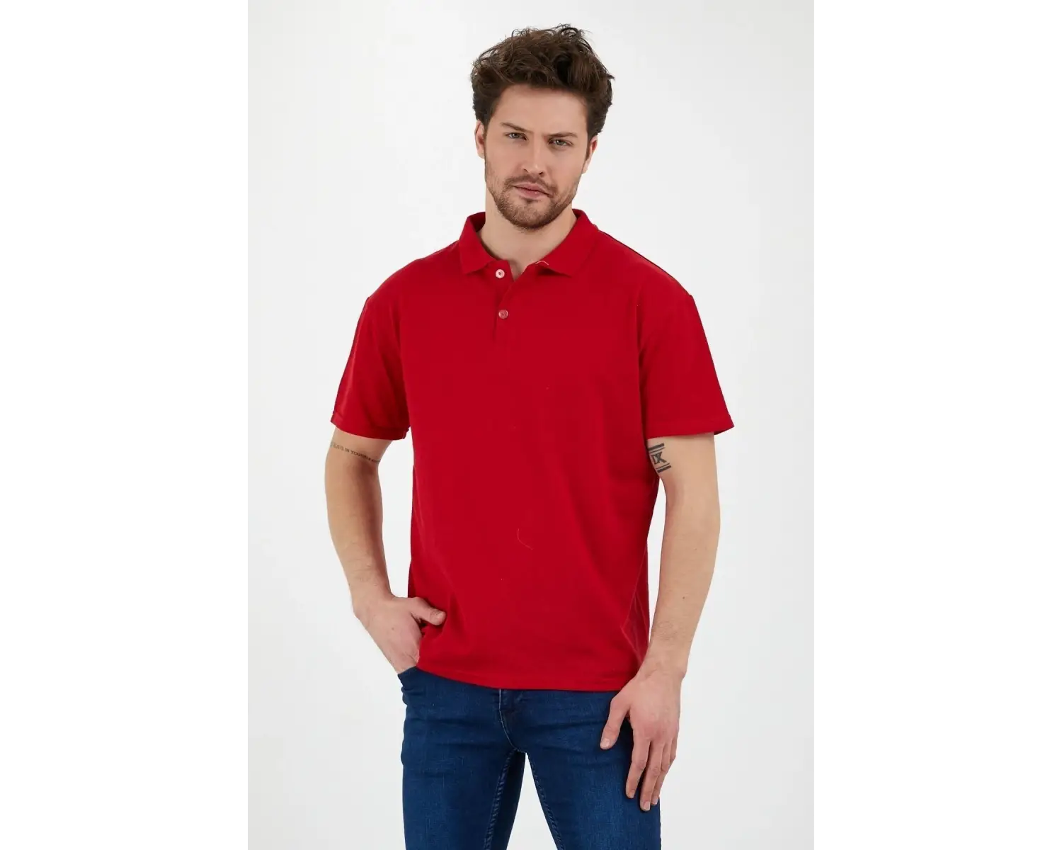 Erkek Slim Fitt Düğmeli Polo Yaka Tshirt