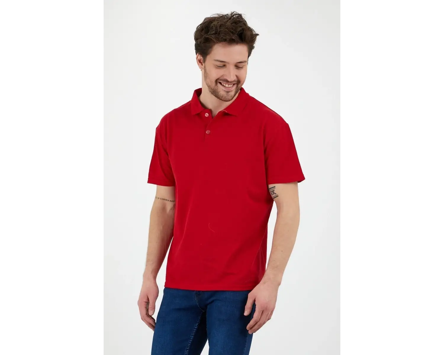 Erkek Slim Fitt Düğmeli Polo Yaka Tshirt