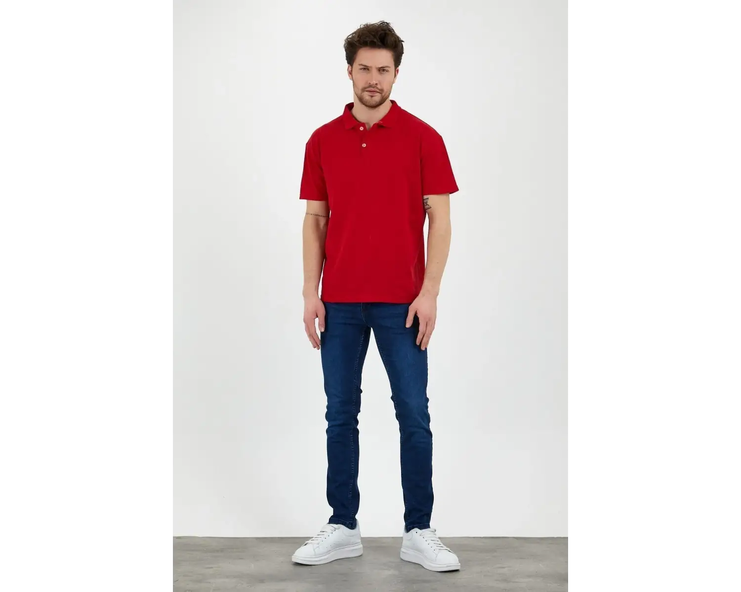 Erkek Slim Fitt Düğmeli Polo Yaka Tshirt
