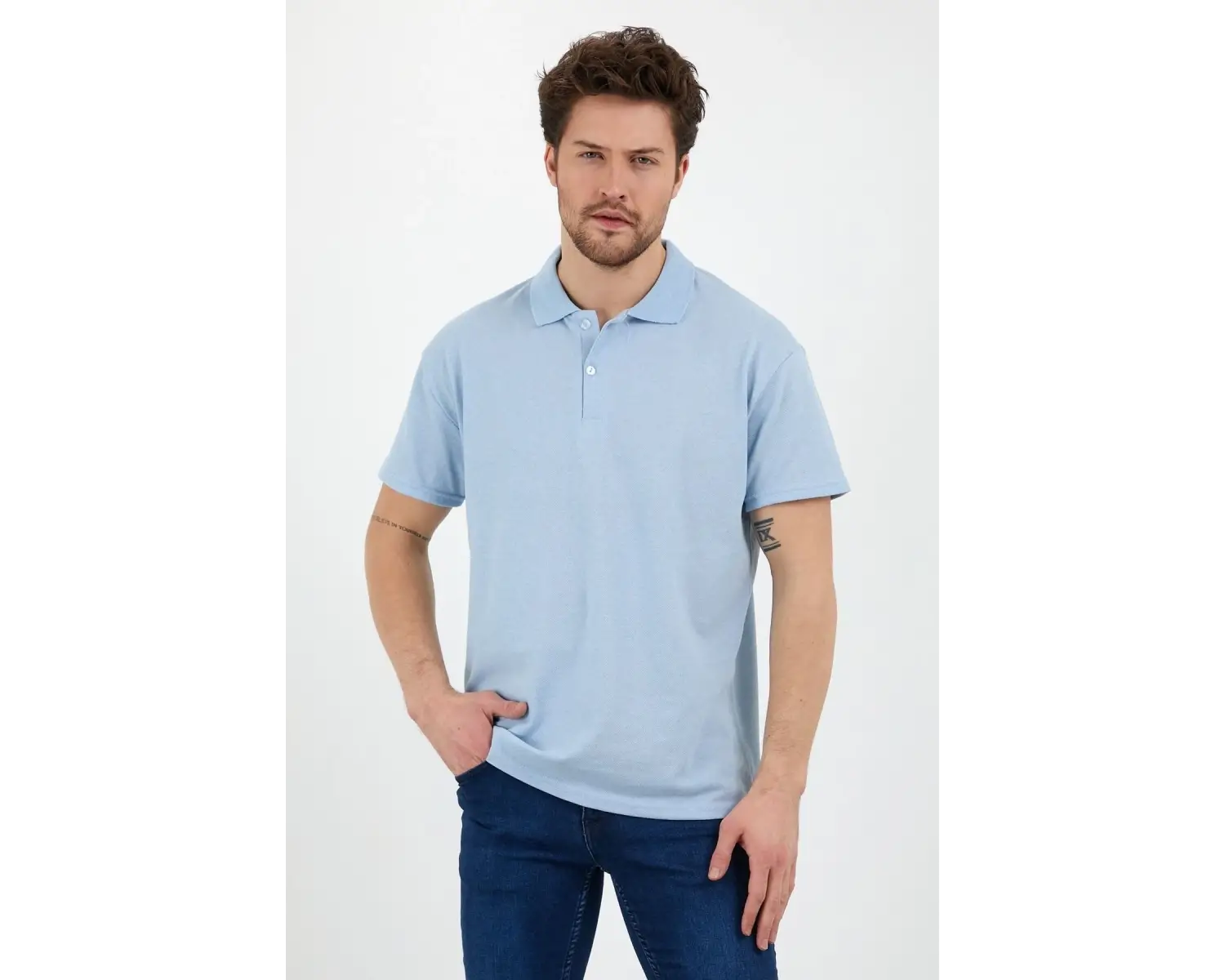 Bebe Mavi Dar/slim Fitt Polo Yaka Tshirt