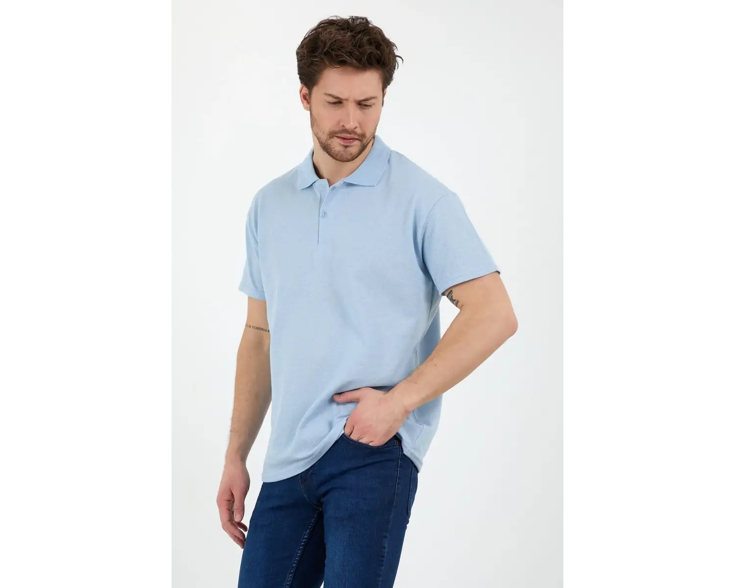 Bebe Mavi Dar/slim Fitt Polo Yaka Tshirt