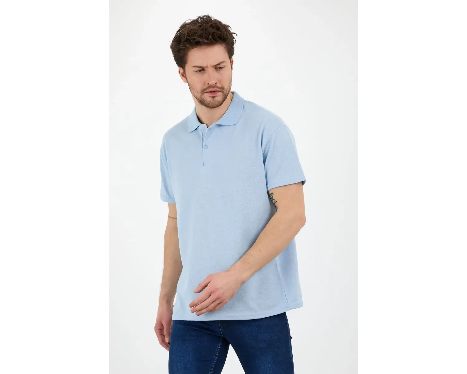 Bebe Mavi Dar/slim Fitt Polo Yaka Tshirt