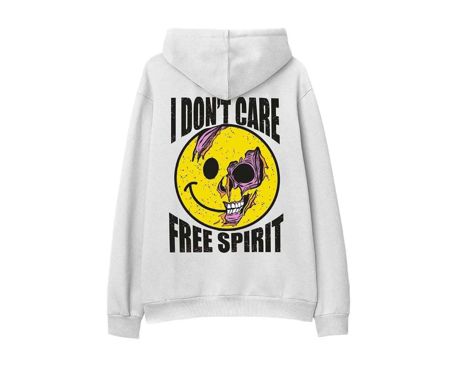I Dont Care Beyaz Oversize Unisex Kapüşonlu Sweatshirt Hoodie