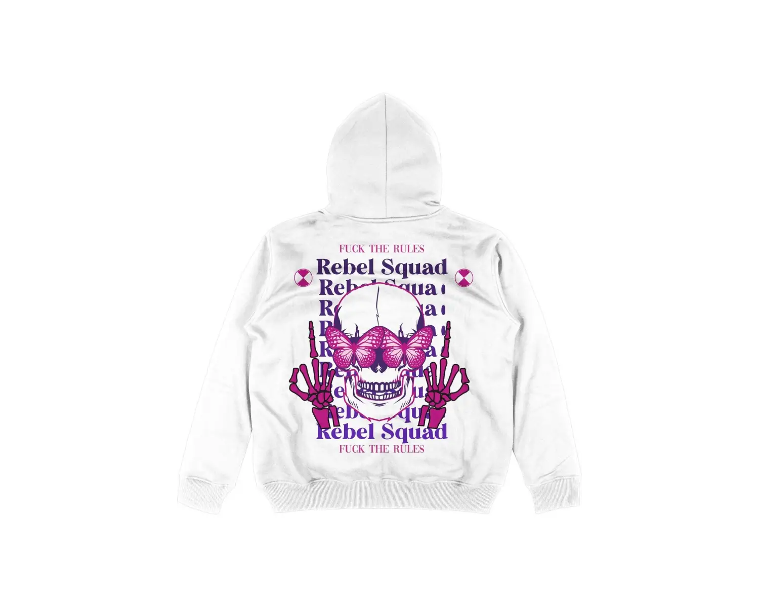 Rebel Squad Beyaz Oversize Unisex Kapüşonlu Sweatshirt Hoodie