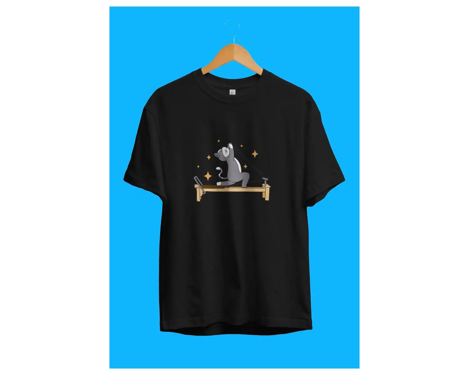 Oversize Reformer Pilates Spor Sporcu Çalışkan Kedi Tasarım Baskılı Unisex Tişört