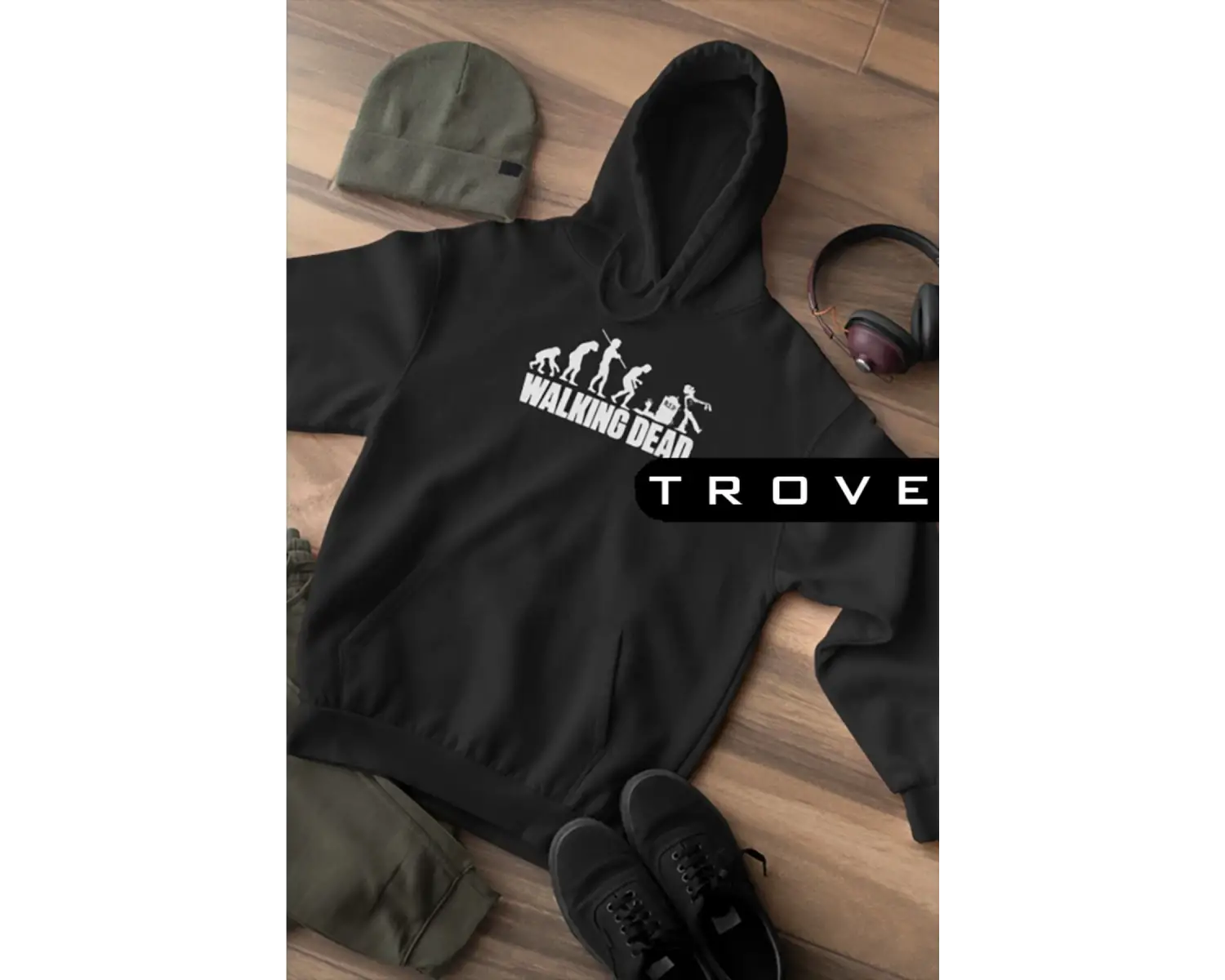 Unısex Kadın Erkek The Walkıng Dead Siyah Kapüşonlu Hoodie %100 Pamuk Tasarım Sweatshirt
