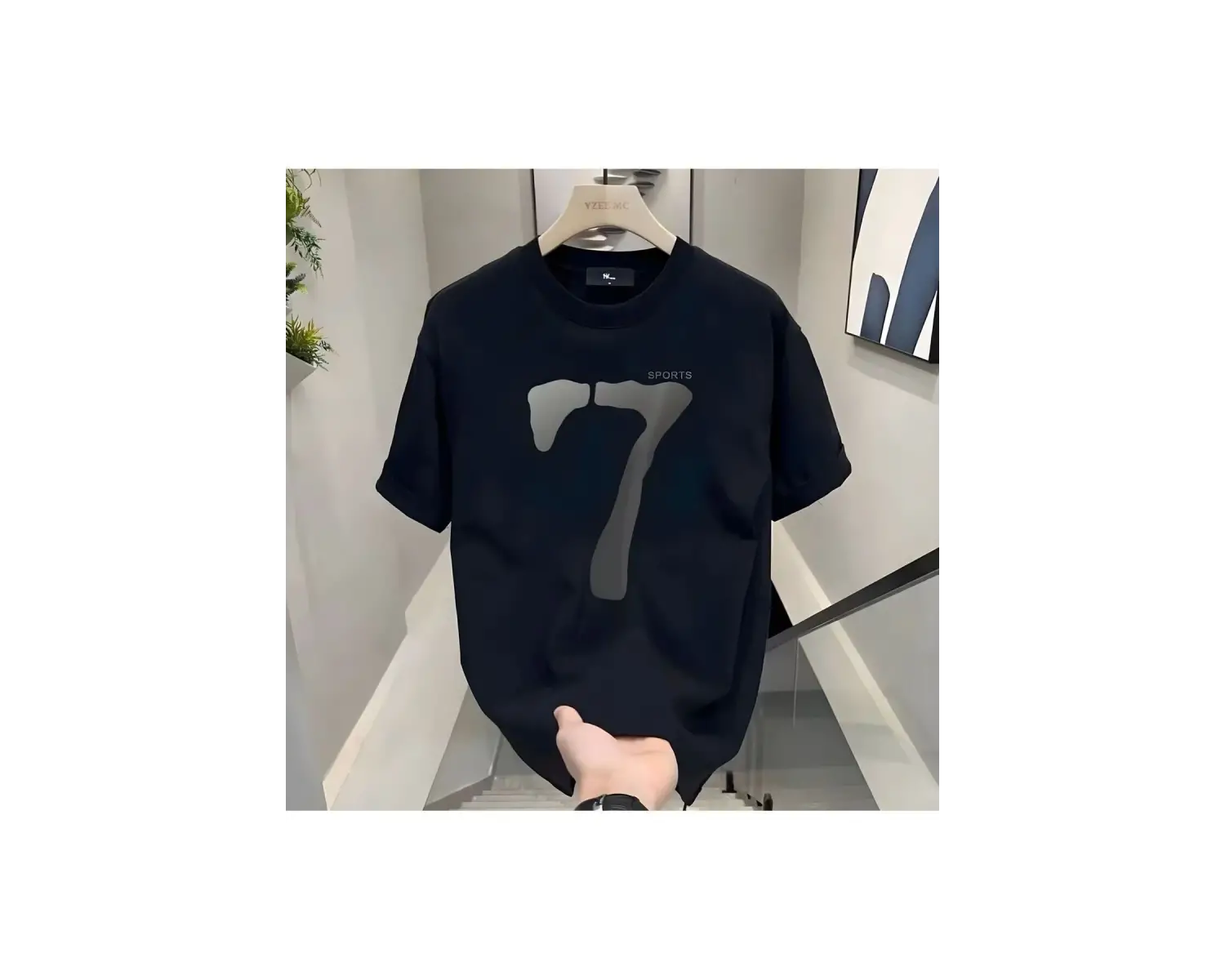 7 Sport Baskılı Siyah Erkek