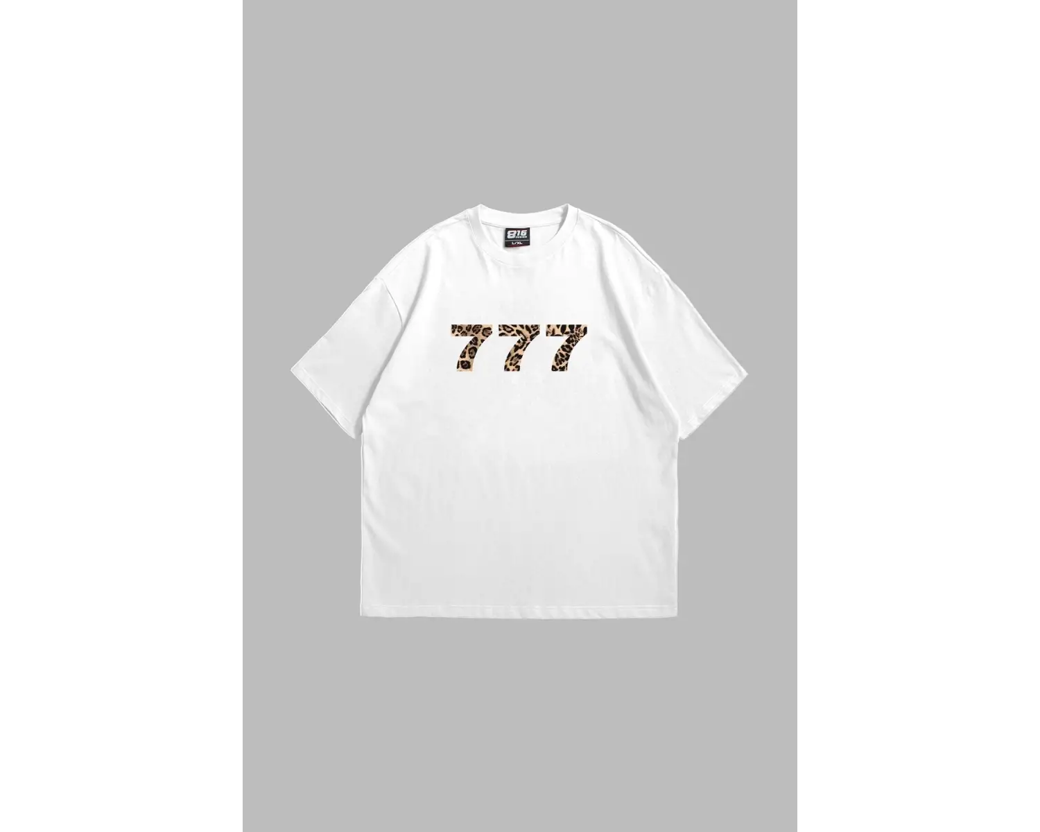 777 Leopar Baskılı Oversize Unisex Premium Beyaz