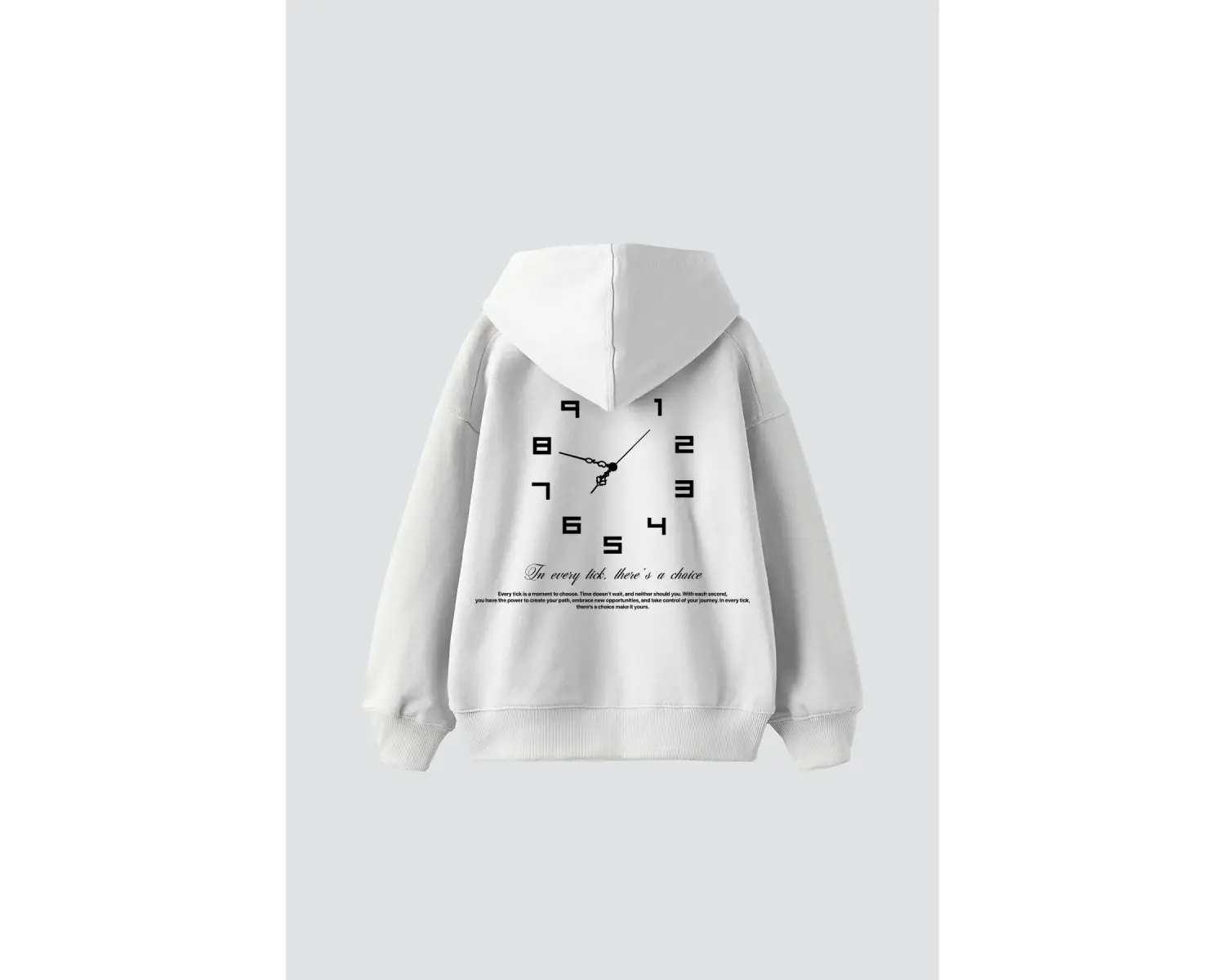 816 Clock Baskılı Oversize Unisex Beyaz