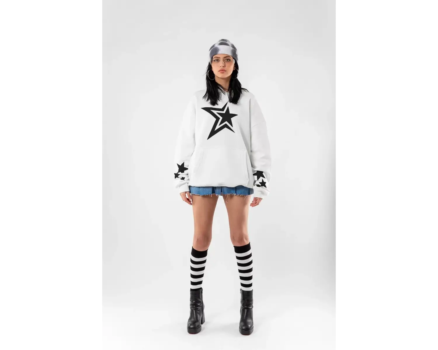 816 Stars Baskılı Oversize Unisex Beyaz