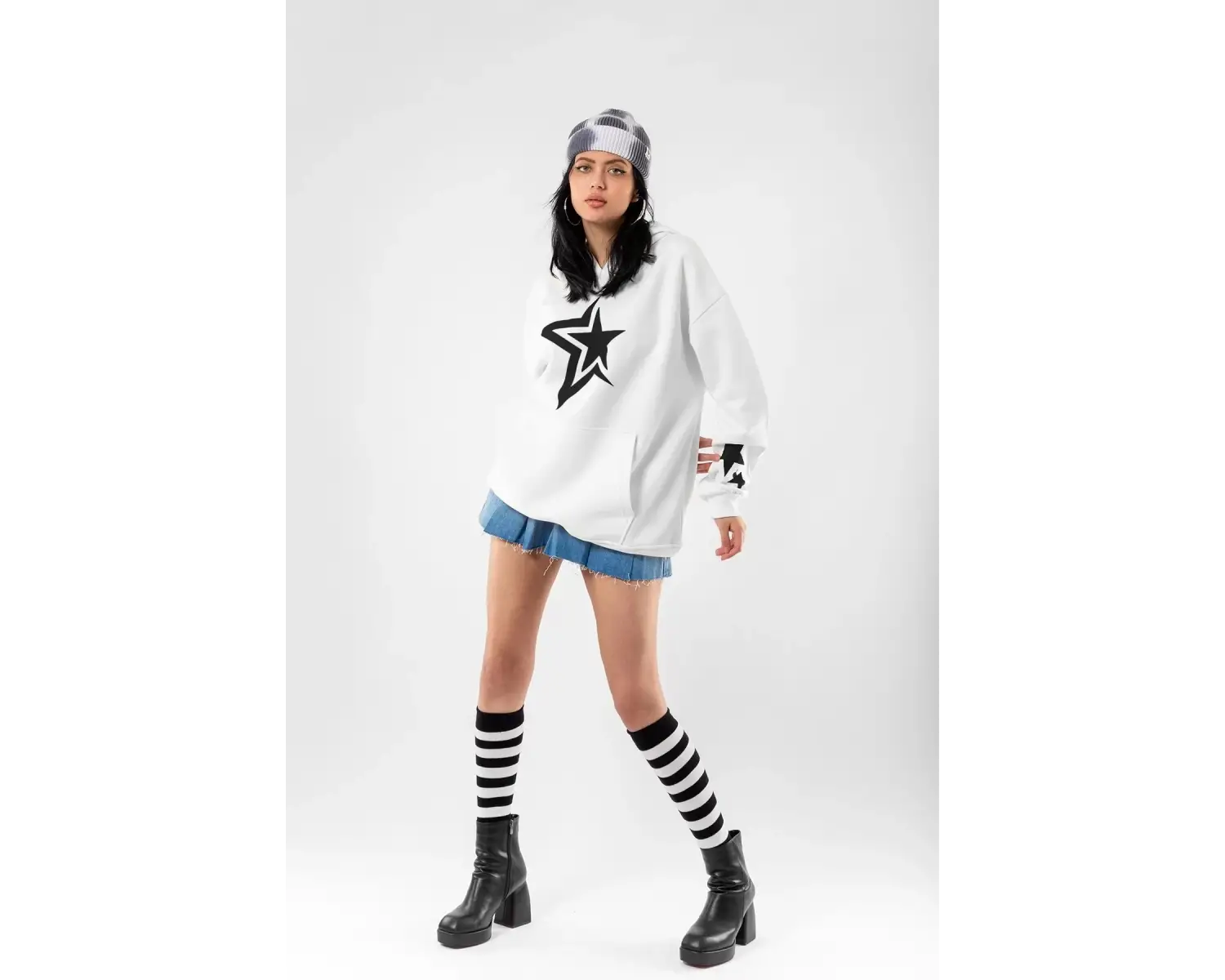 816 Stars Baskılı Oversize Unisex Beyaz