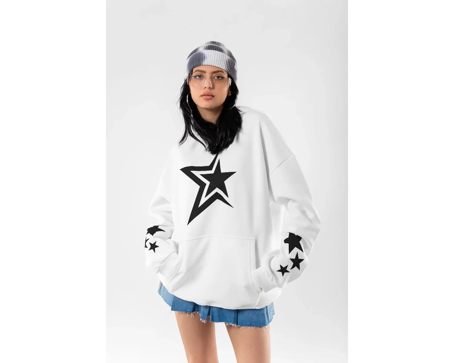 816 Stars Baskılı Oversize Unisex Beyaz