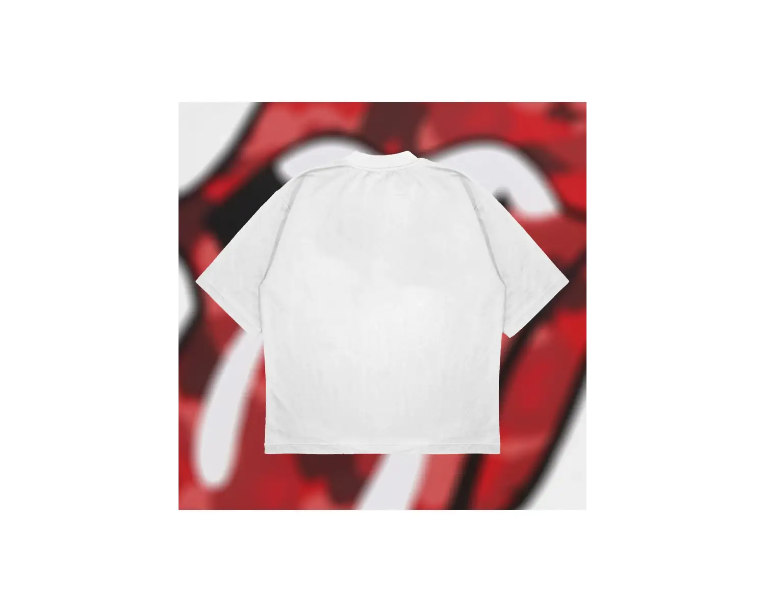 A Bathing Ape X Rolling Stones Red Boxy Fit Oversize Unisex Tshirt – Baskılı Tişör
