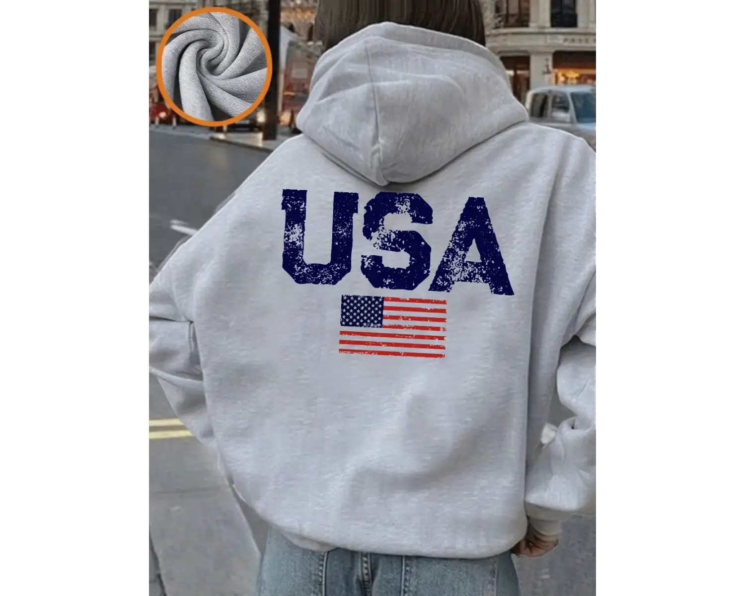 ABD Mektubu Amerikan Bayrağı Baskılı Kapüşonlu Üstler Kadınlar İçin Kışlık Polar Sıcak Kazak