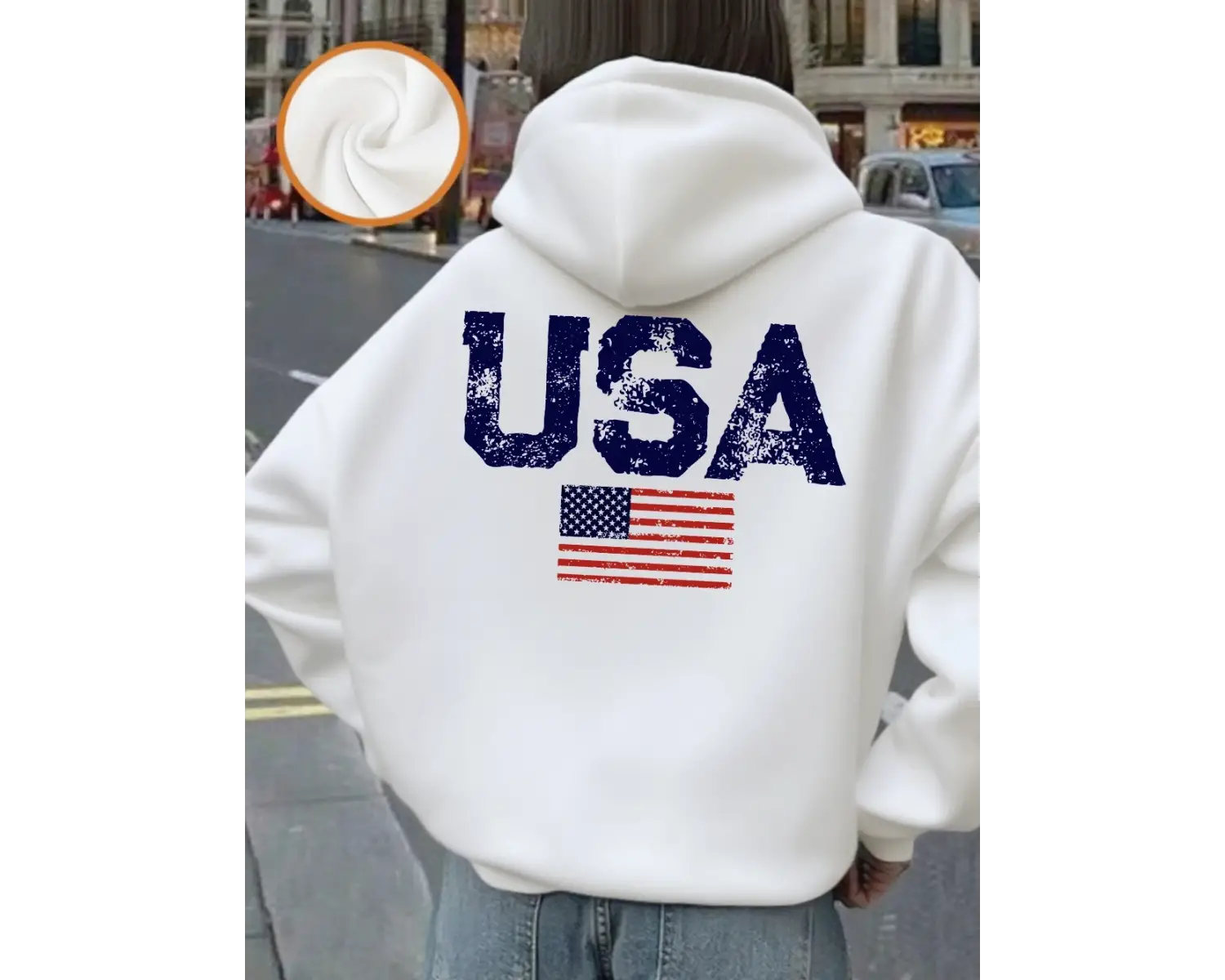 ABD Mektubu Amerikan Bayrağı Baskılı Kapüşonlu Üstler Kadınlar İçin Kışlık Polar Sıcak Kazak