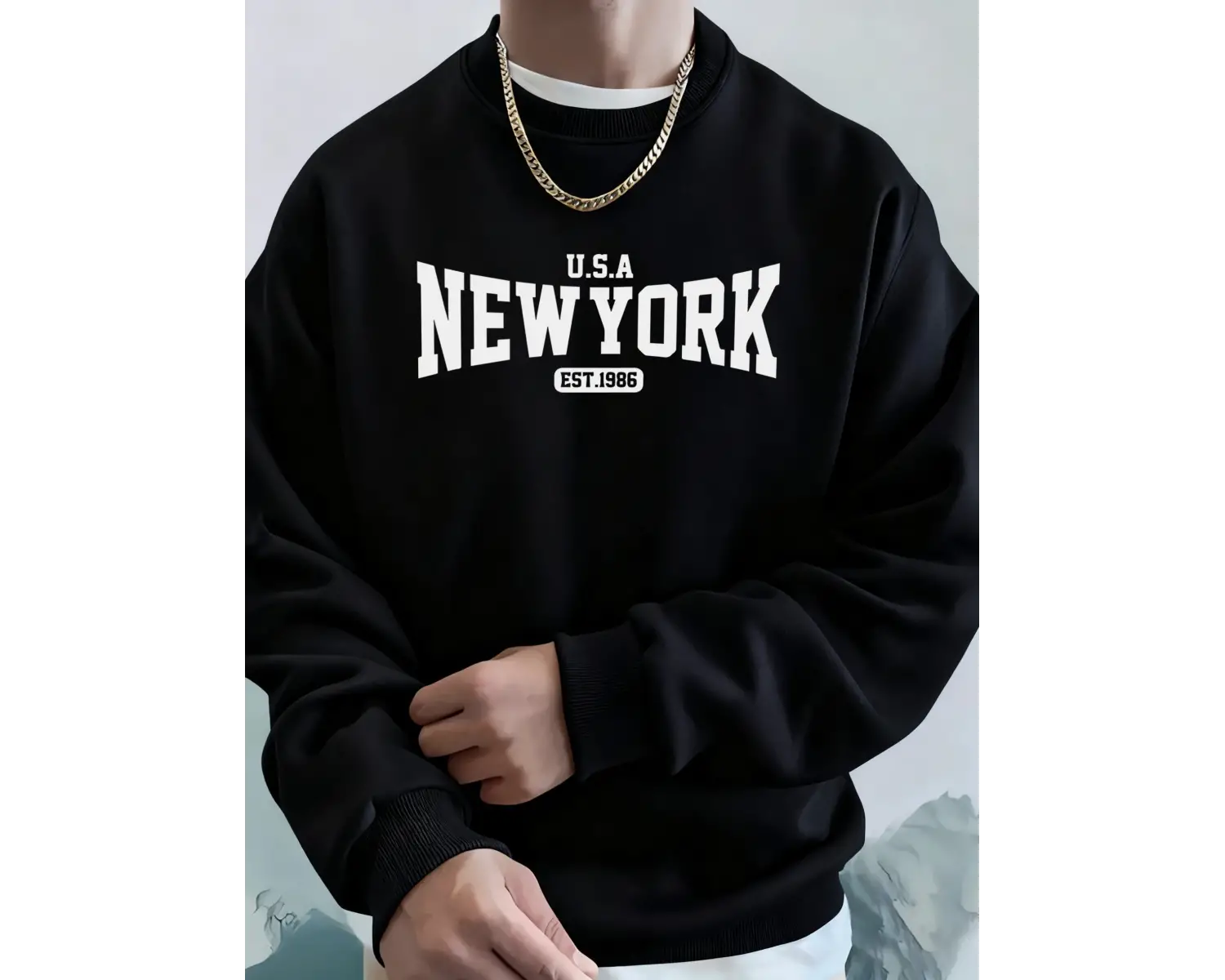 ABD New York Est 1986 Baskı Erkek Sonbahar Temel Ürünler Tişörtü Polar Yumuşak Kapüşonlu Üst