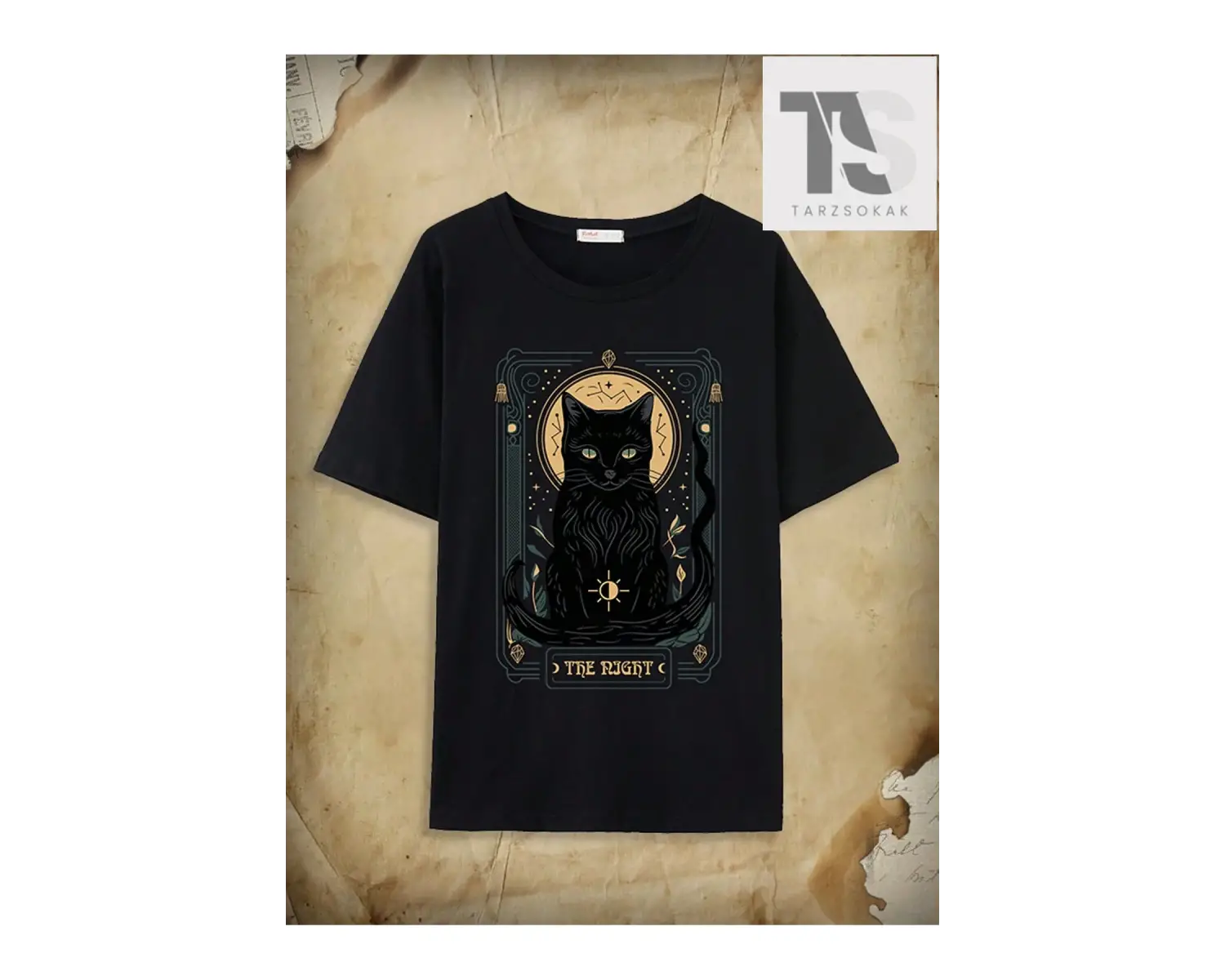 Academia Kedi Grafikli Düşük Omuzlu Tişört