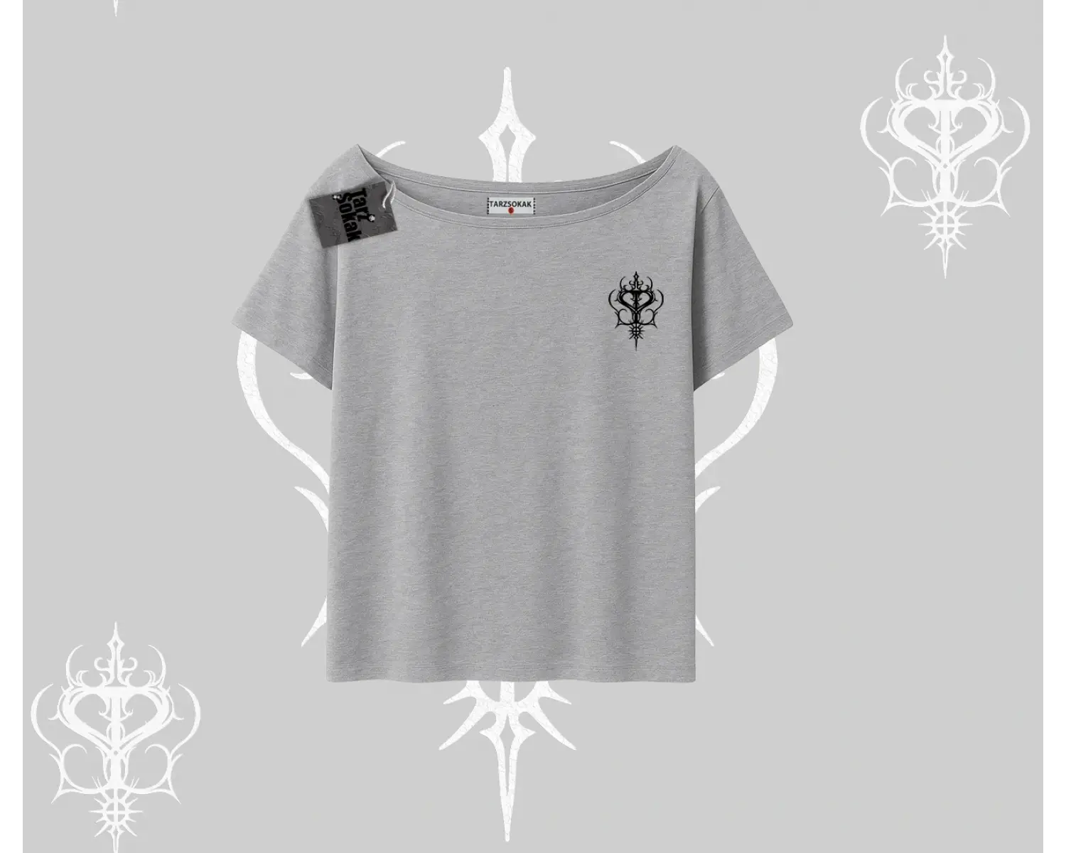 Adorable Kawaii Kedi Arka Baskılı Kayık Yaka Tshirt