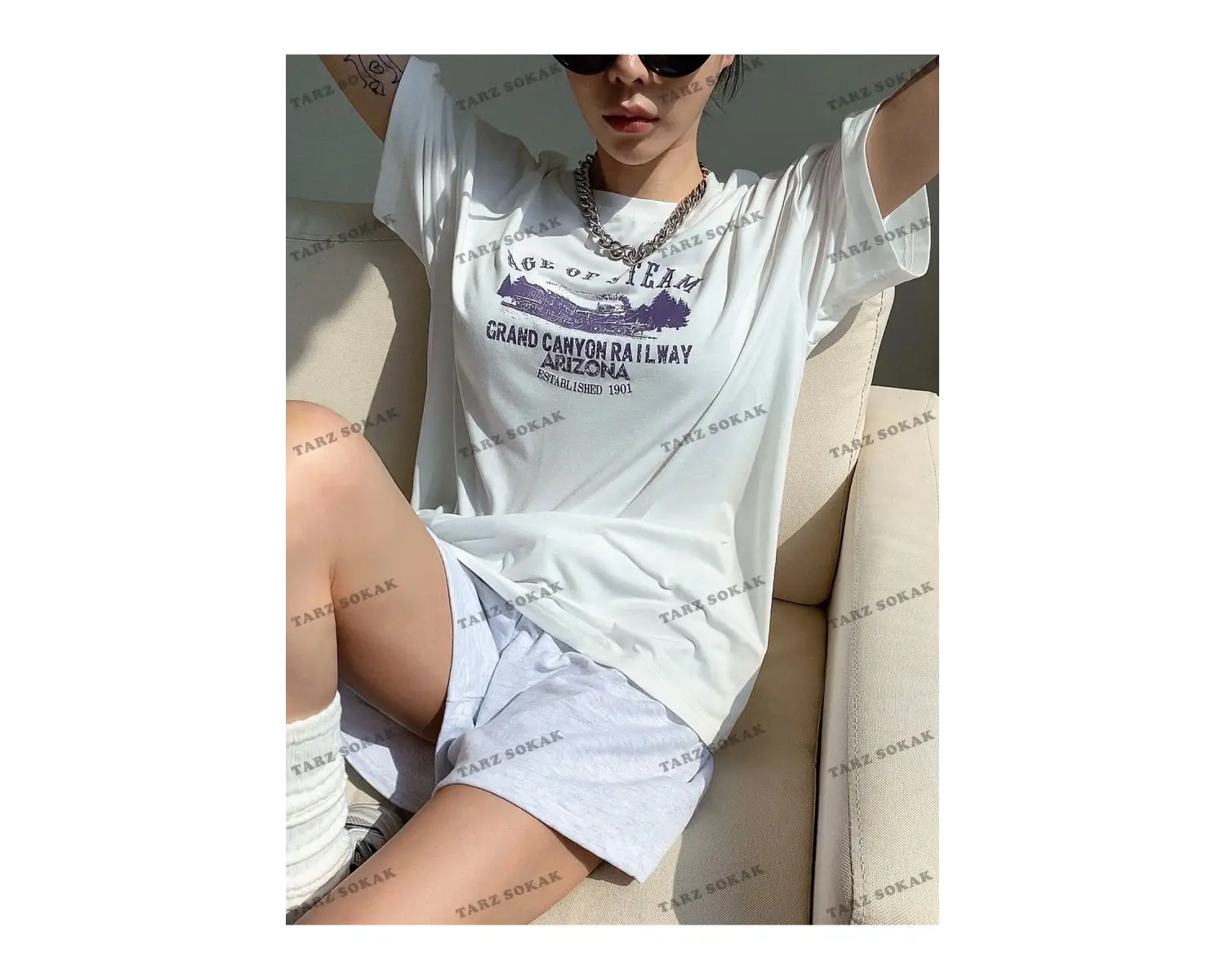 AGEO OF STEAM Baskılı Oversize Kalıp Unisex T-shirt