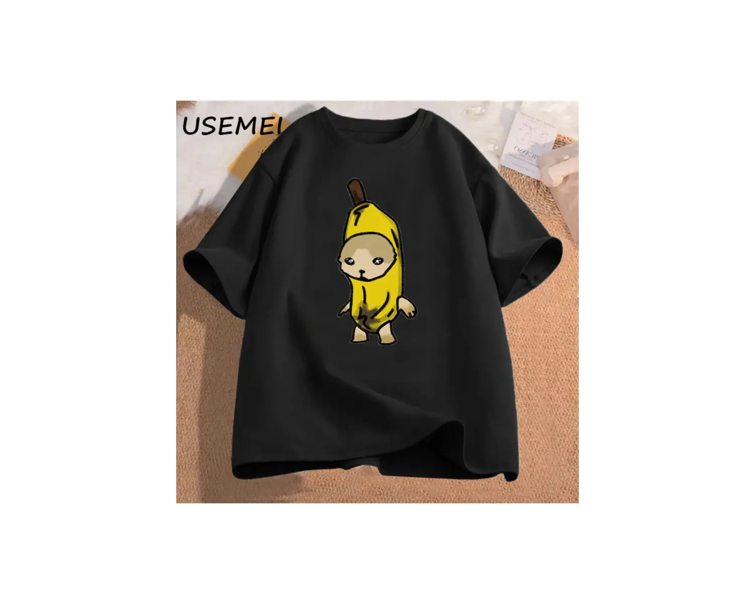 Ağlayan muz kedi Meme T-shirt adam komik üzgün Kitty kedi Tshirt El Gato pamuk kısa kollu tiş 2966