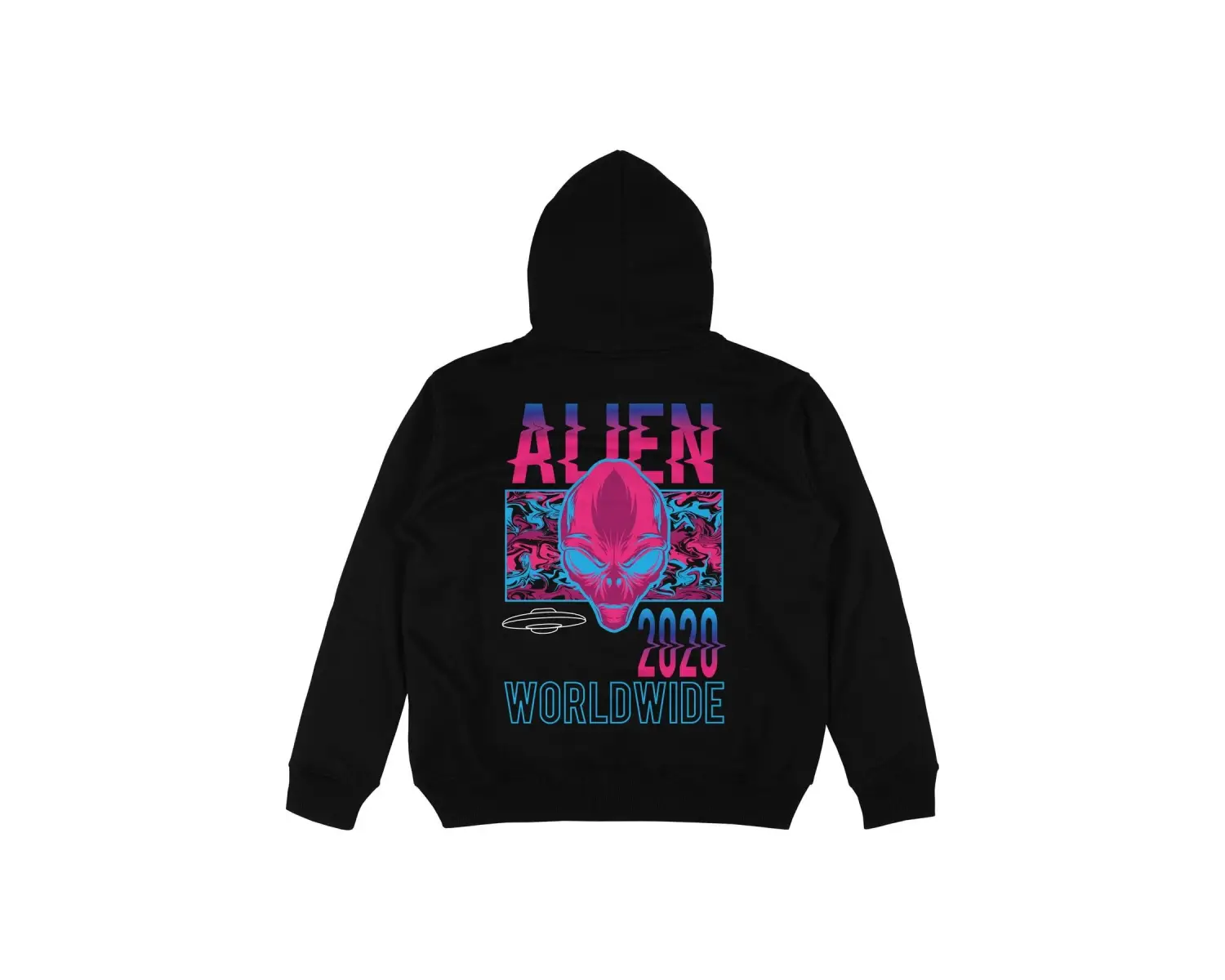 Alien Siyah Oversize Unisex Kapüşonlu Sweatshirt Hoodie
