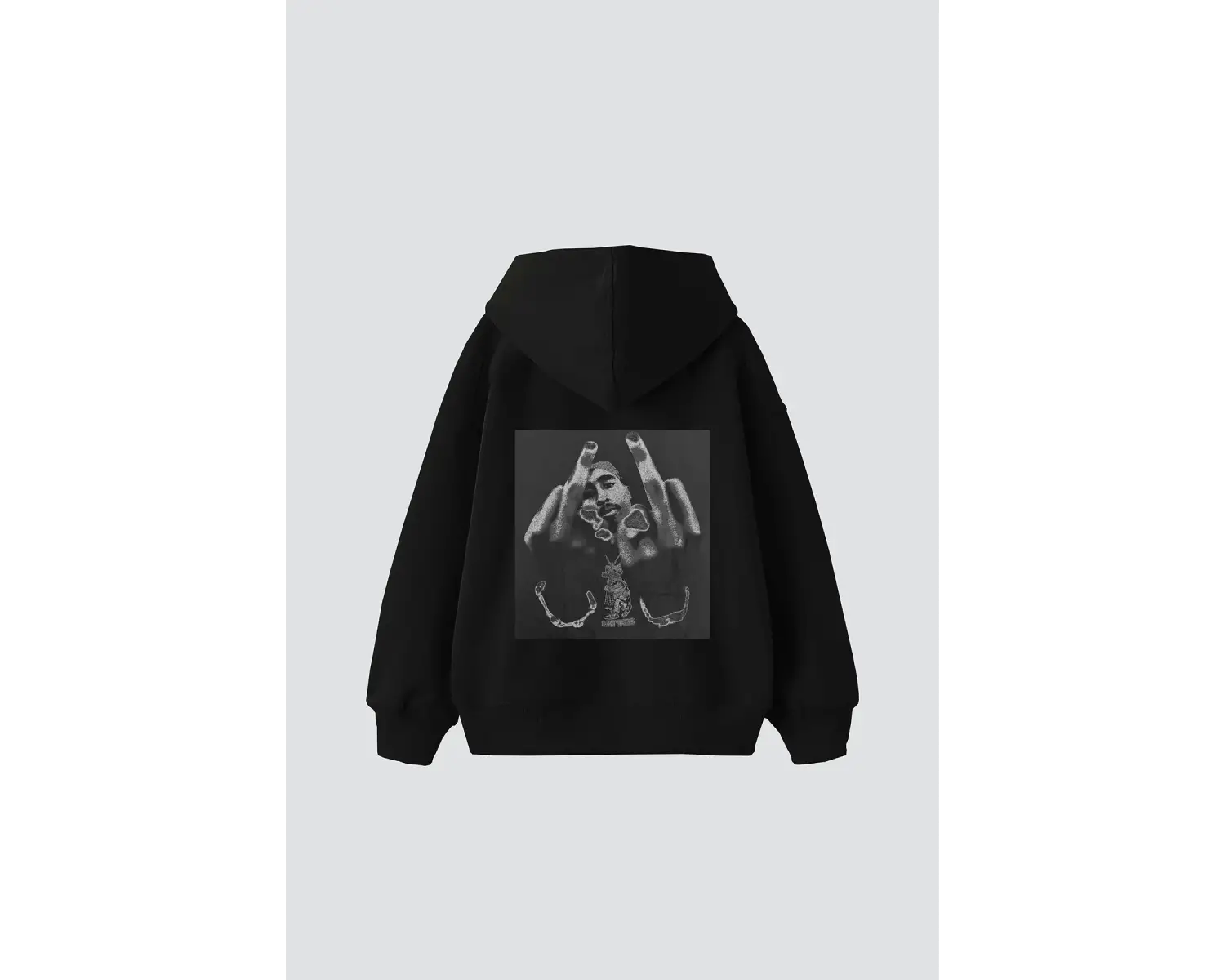 All Eyez On Me Baskılı Oversize Unisex Premium Siyah